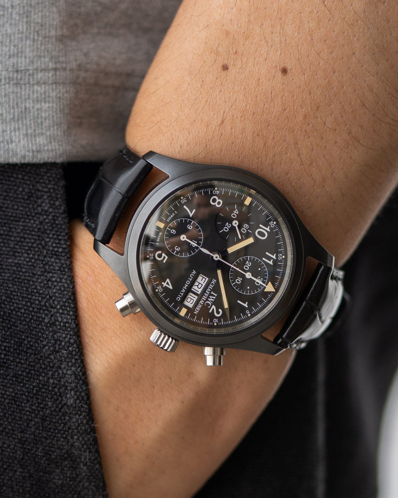 IWC フリーガークロノグラフ 3705 ”ブラックフリーガー" 保証書付き Watch IWC