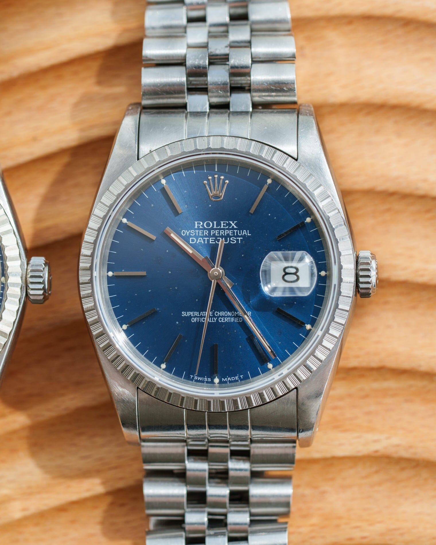 ロレックス デイトジャスト 16220 ブルーダイアモンドダストダイアル Watch ROLEX