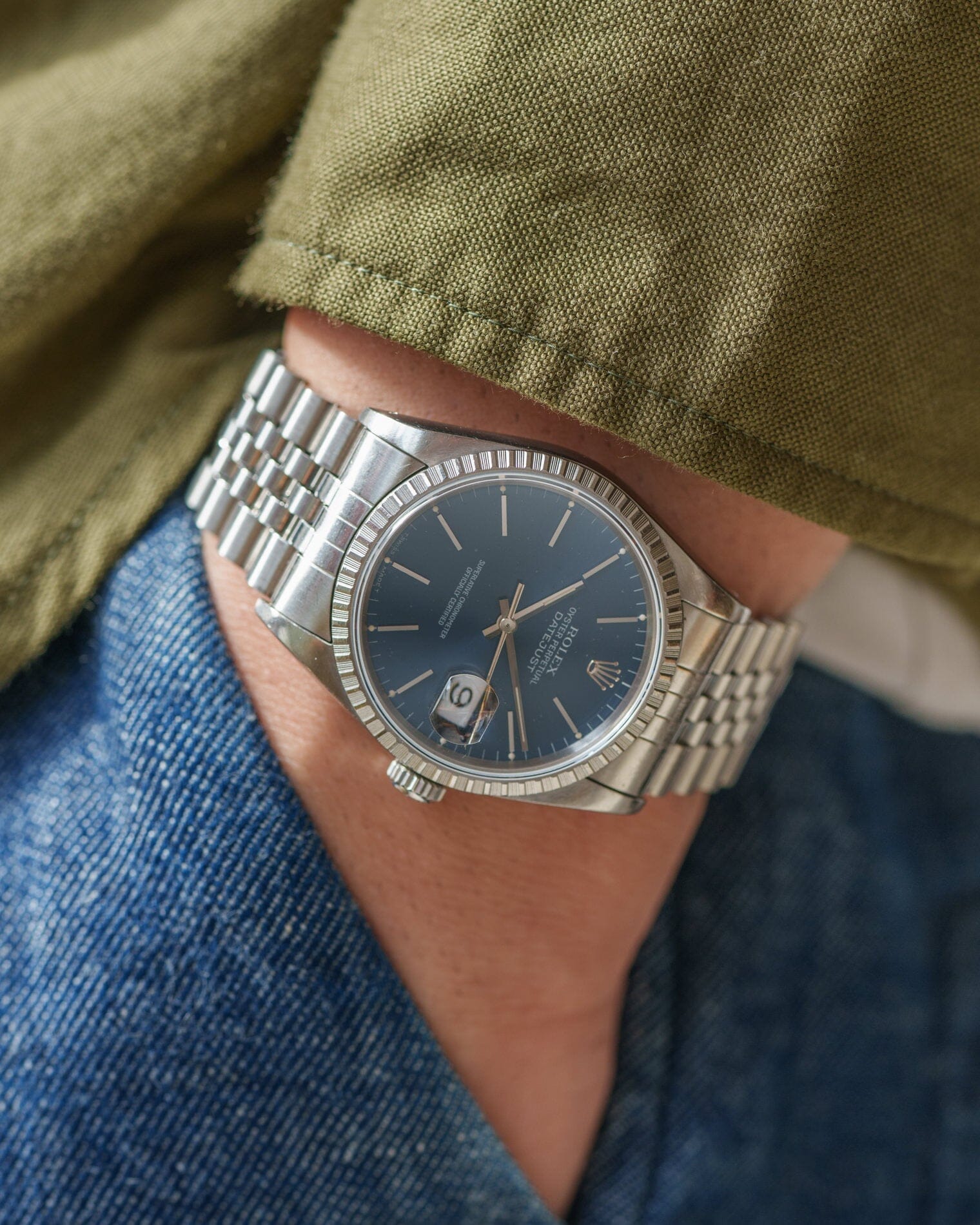 ロレックス デイトジャスト 16220 ブルーダイアモンドダストダイアル Watch ROLEX