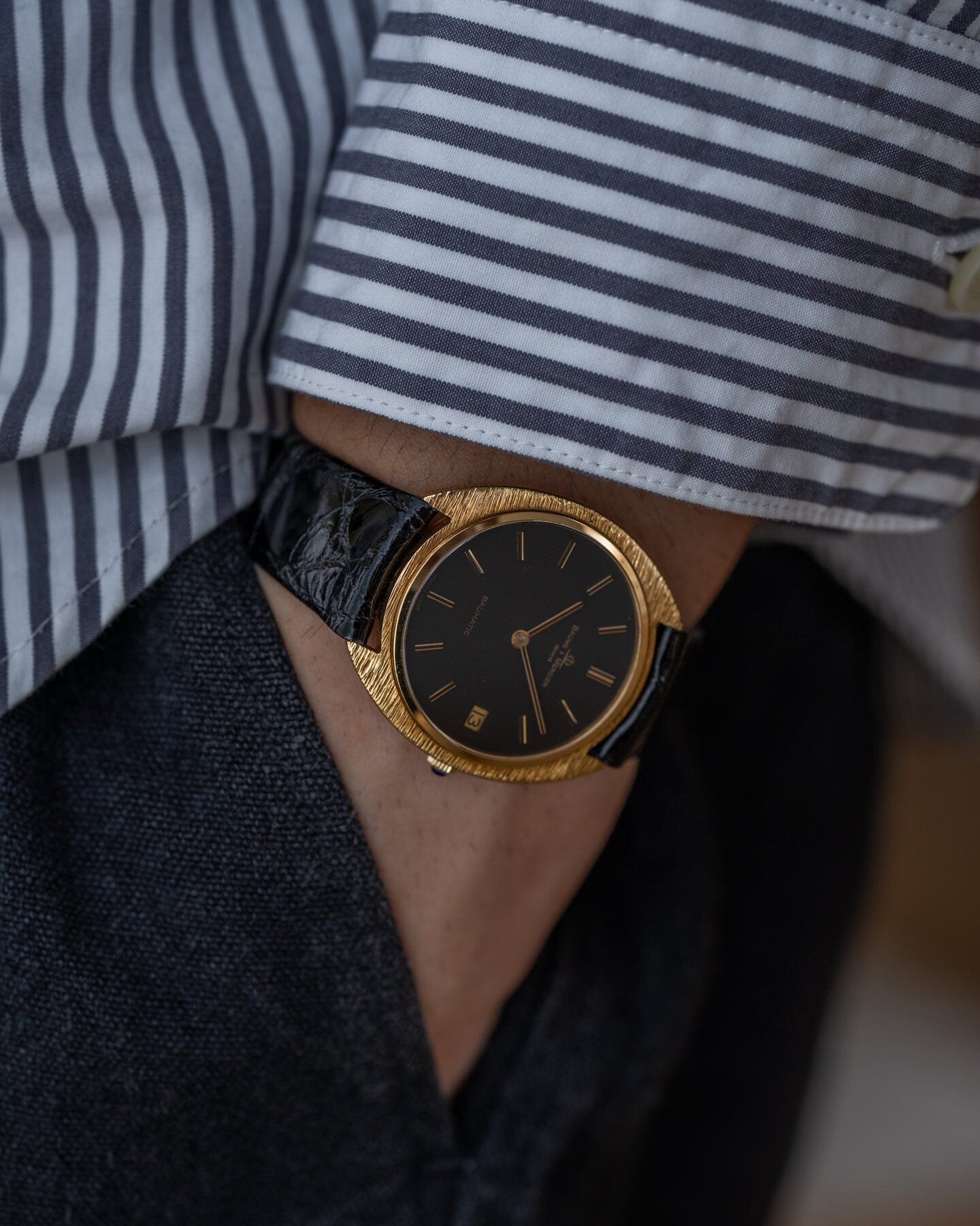 Baume&Mercier ボーマティック 35114 YG ブラック バーク仕上げ Watch BAUME&MERCIER