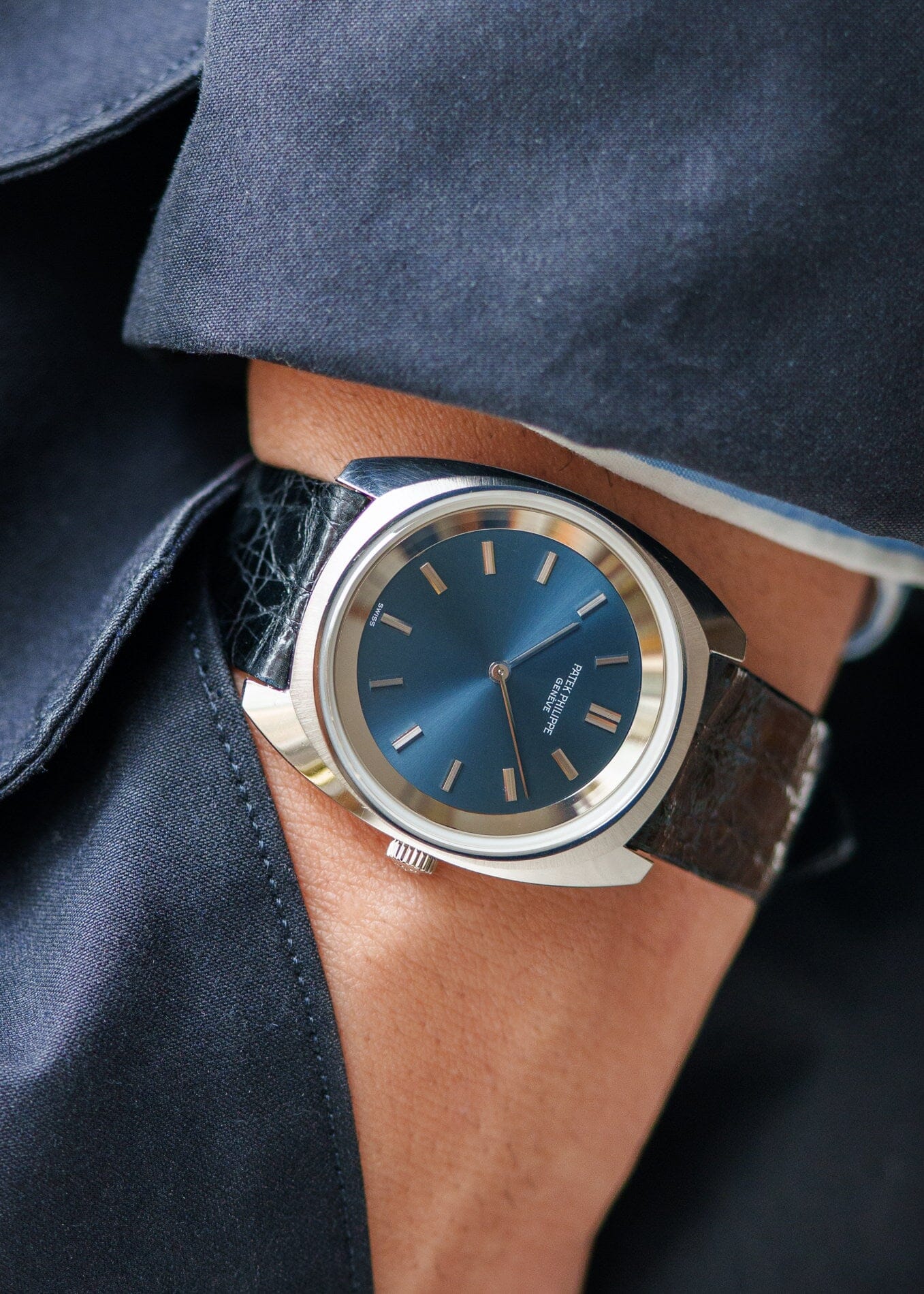 Patek Philippe カラトラバ 3579 スティール ブルーダイアル 修理明細書付き Watch PATEK PHILIPPE