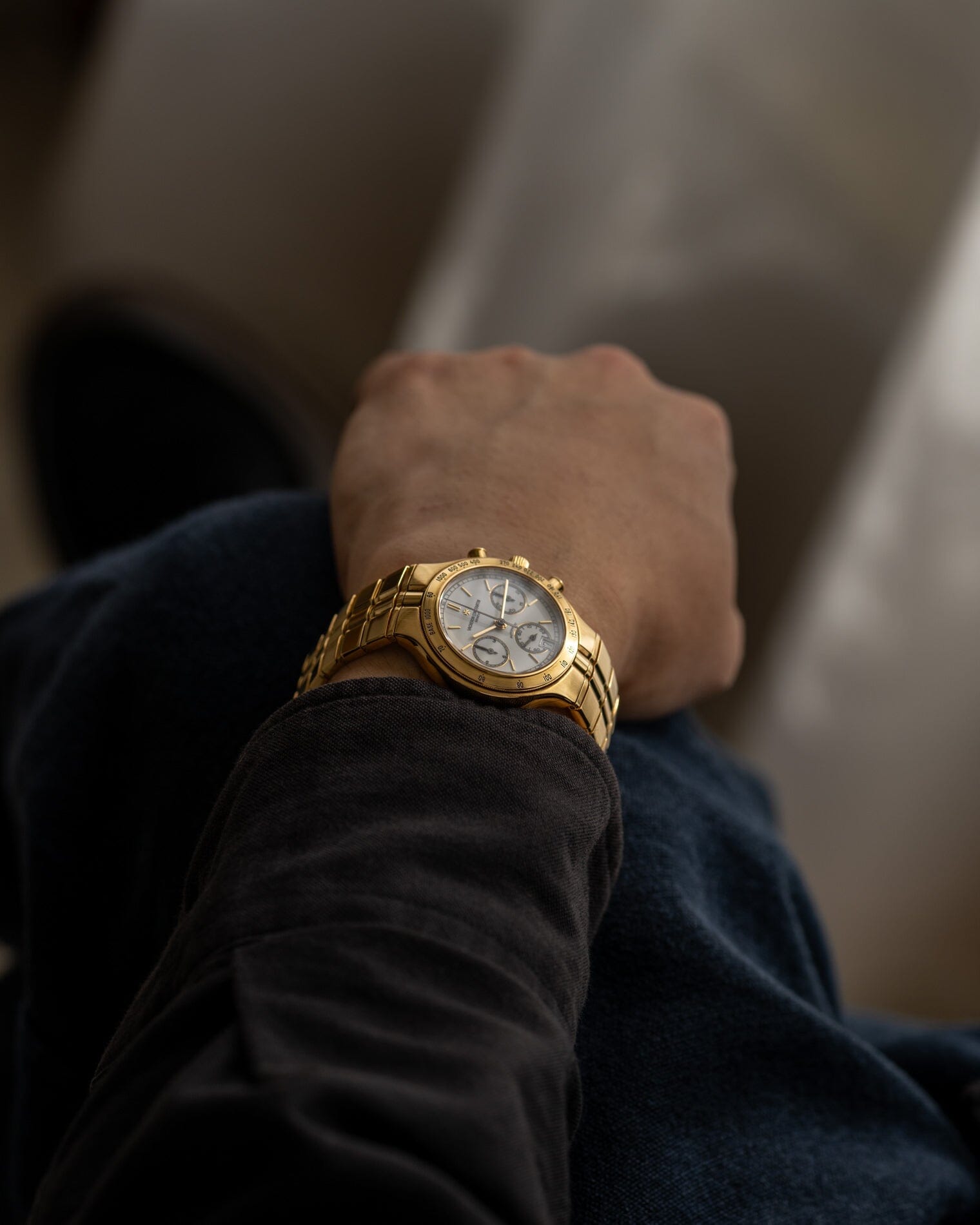 Vacheron Constantin フィディアス 49001 YG クロノグラフ ホワイトエナメルダイアル Watch VACHERON CONSTANTIN