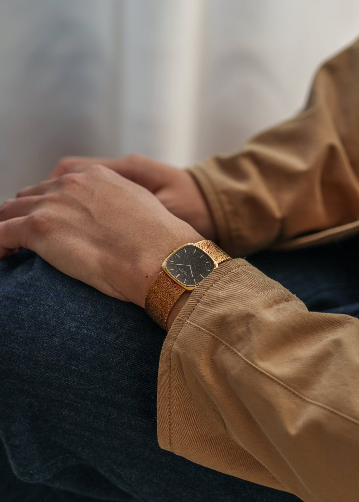 Patek Philippe 3666 クッションケース YG ブラックダイアル 槌目仕上げ Watch PATEK PHILIPPE