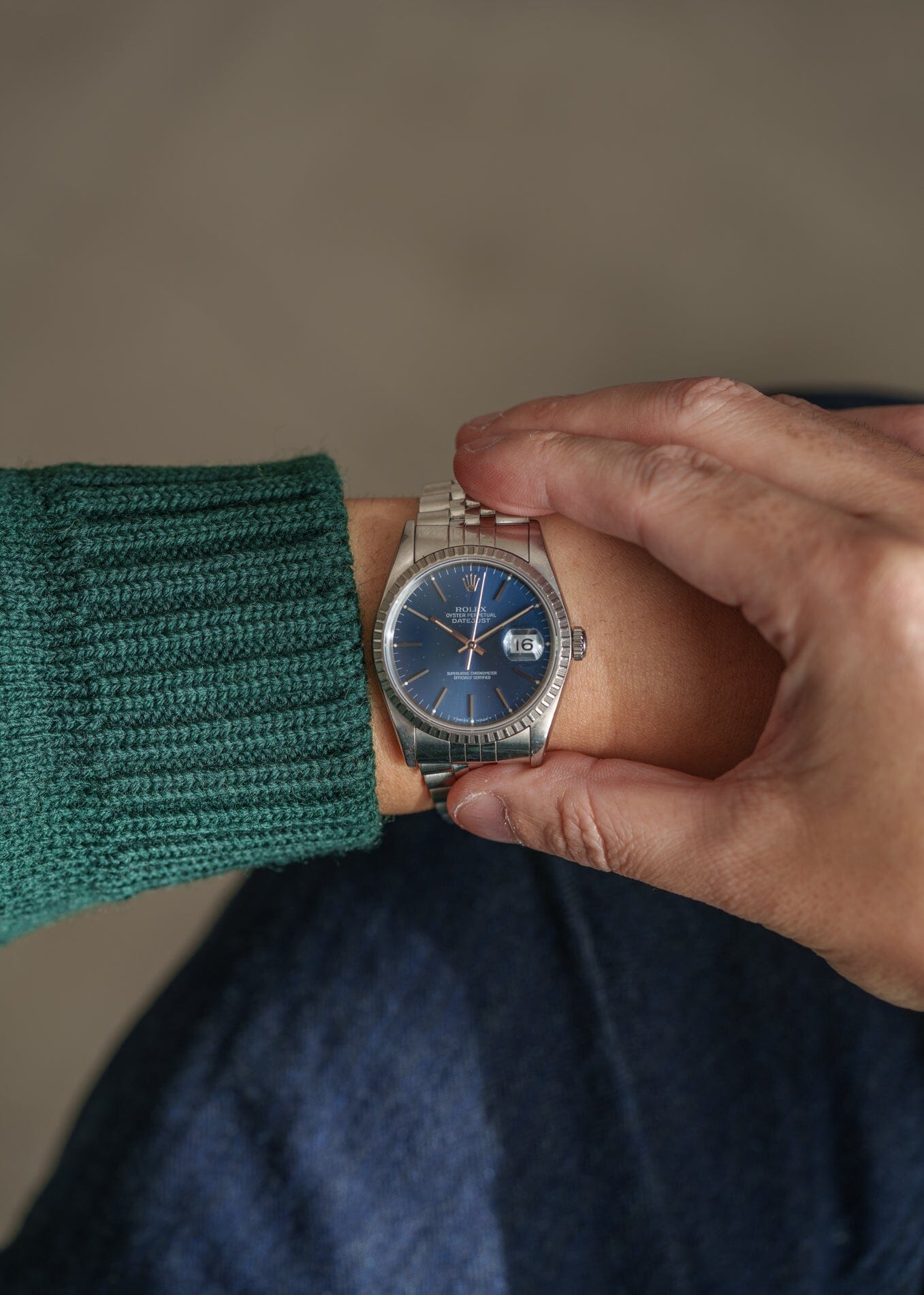 ロレックス デイトジャスト 16220 ブルーダイアモンドダストダイアル Watch ROLEX
