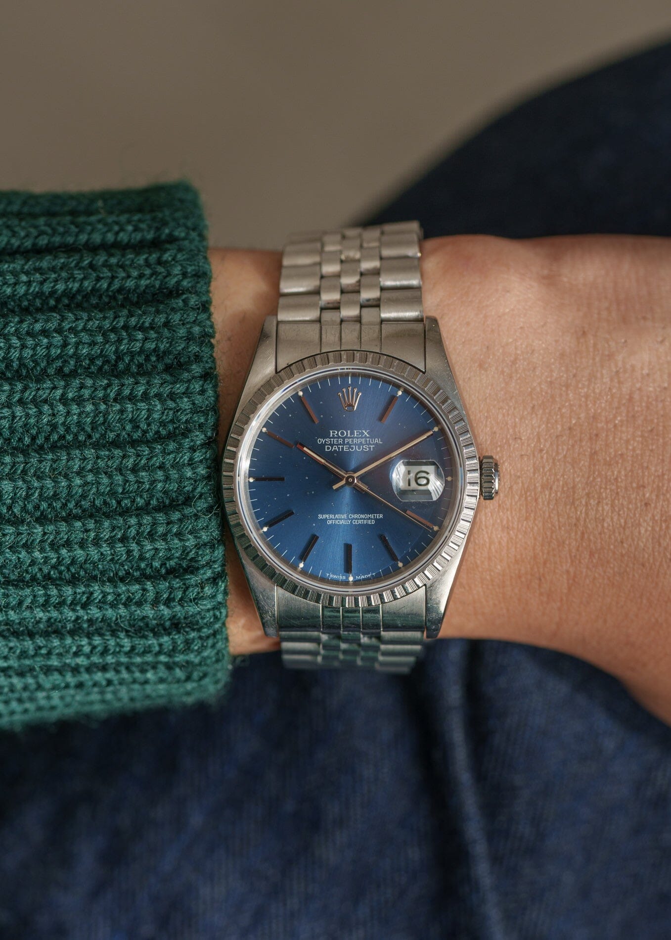 ロレックス デイトジャスト 16220 ブルーダイアモンドダストダイアル Watch ROLEX