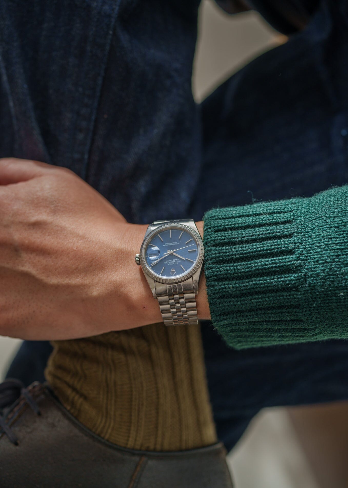 ロレックス デイトジャスト 16220 ブルーダイアモンドダストダイアル Watch ROLEX