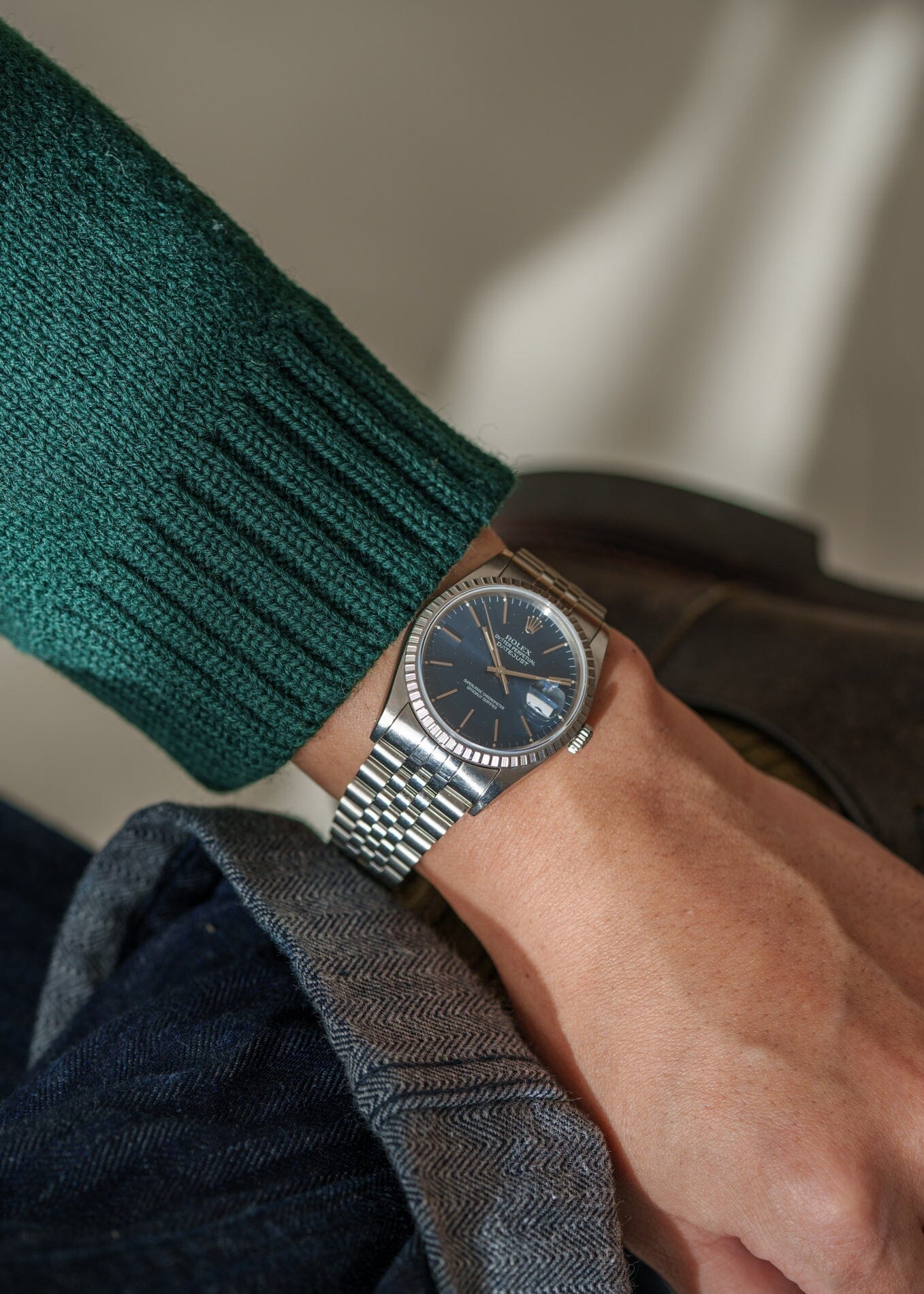 ロレックス デイトジャスト 16220 ブルーダイアモンドダストダイアル Watch ROLEX