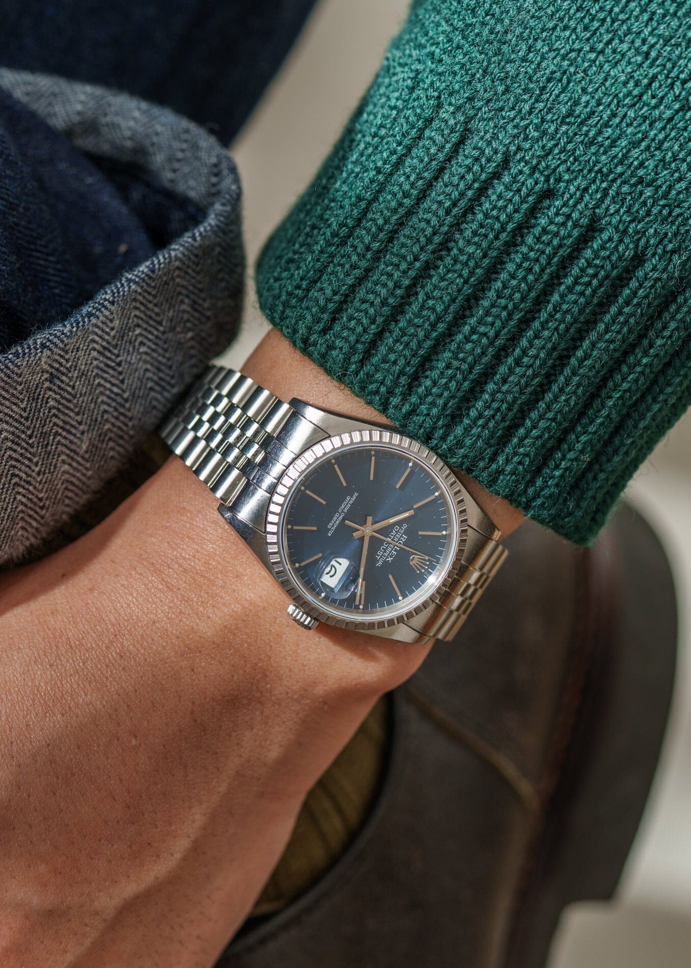 ロレックス デイトジャスト 16220 ブルーダイアモンドダストダイアル Watch ROLEX