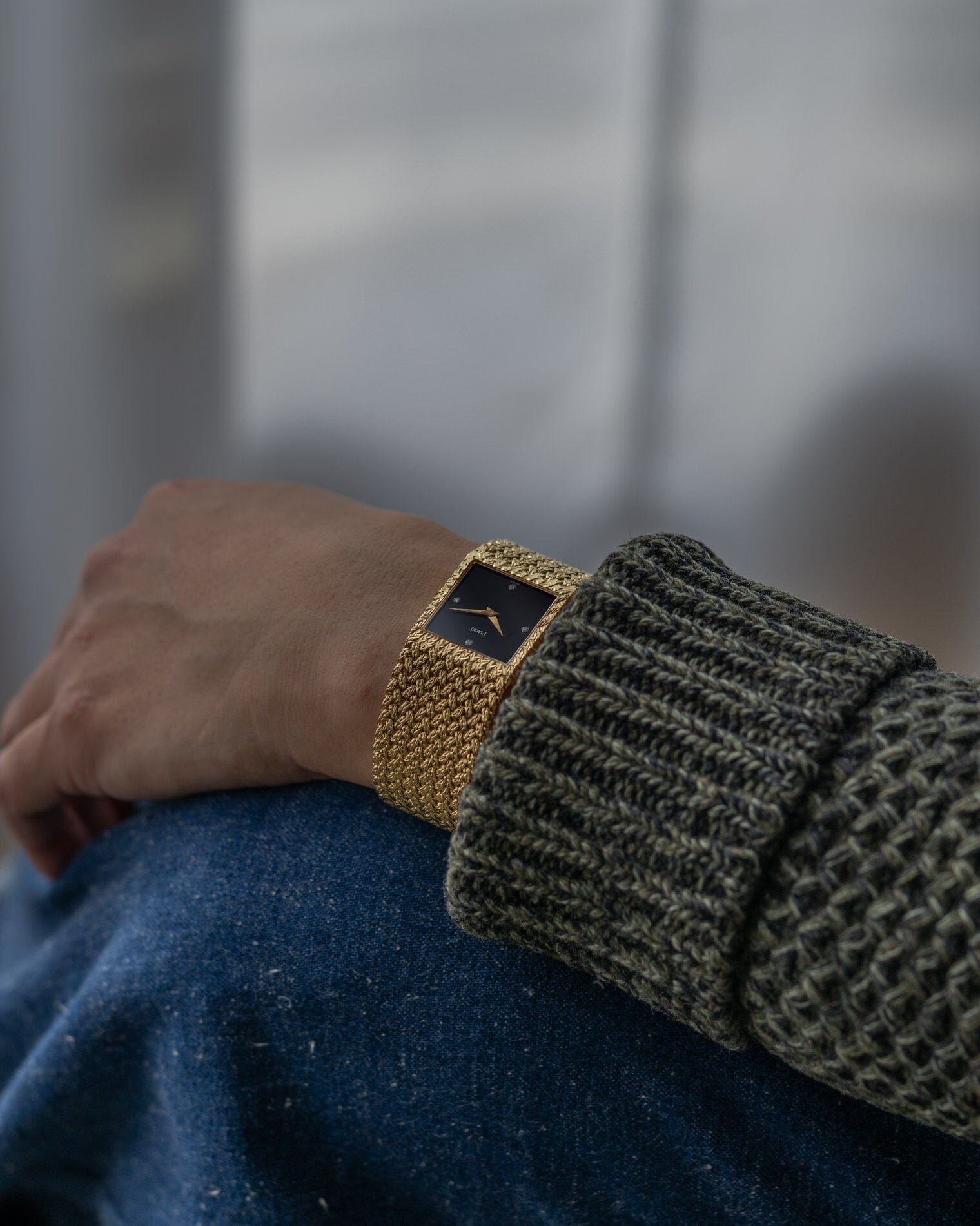 Piaget スクエア 934D2 YG オニキスダイアル 4Pダイアモンド Watch PIAGET