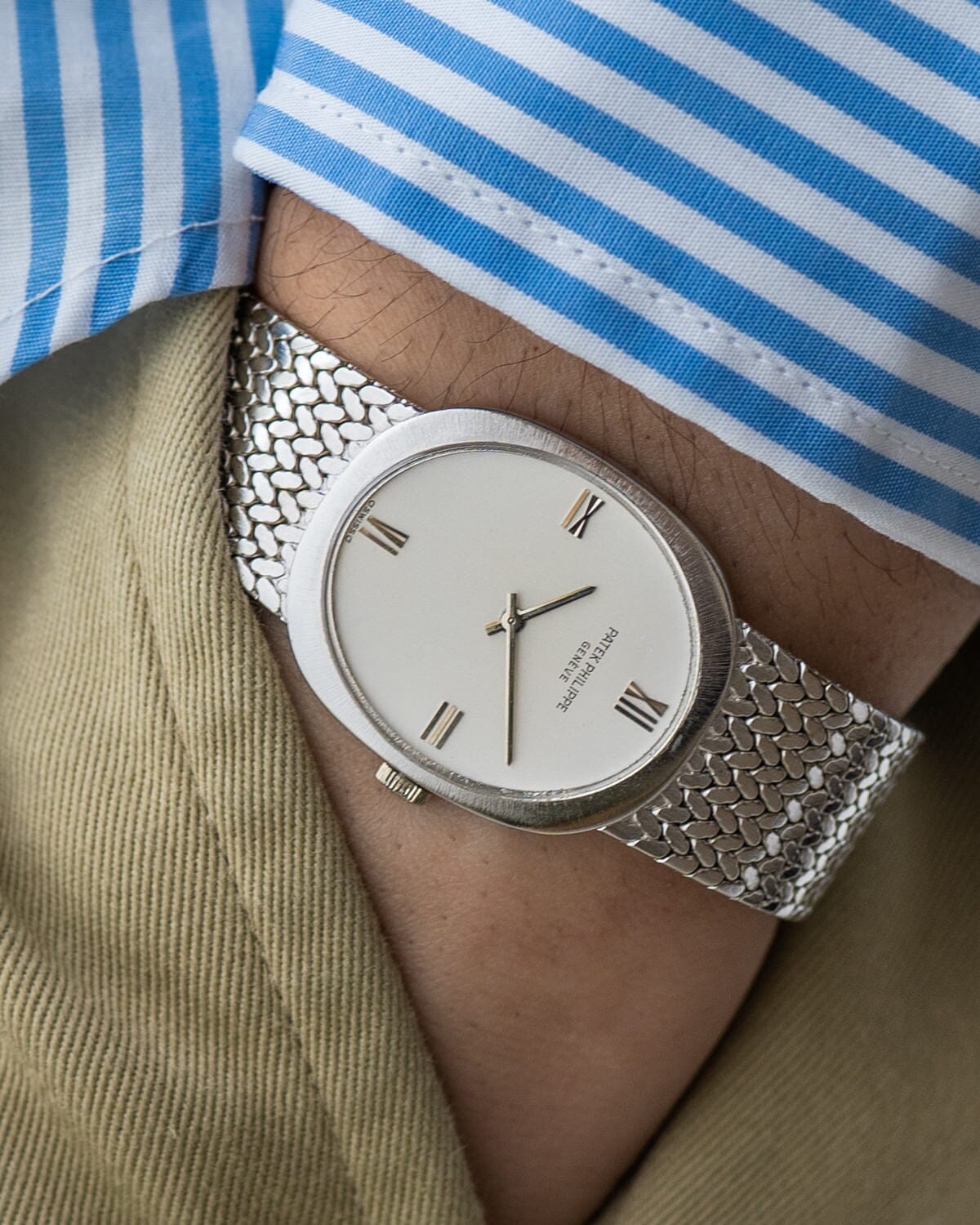 パテック フィリップ ゴールデンエリプス 3584 WG シルバーローマンダイアル Watch PATEK PHILIPPE