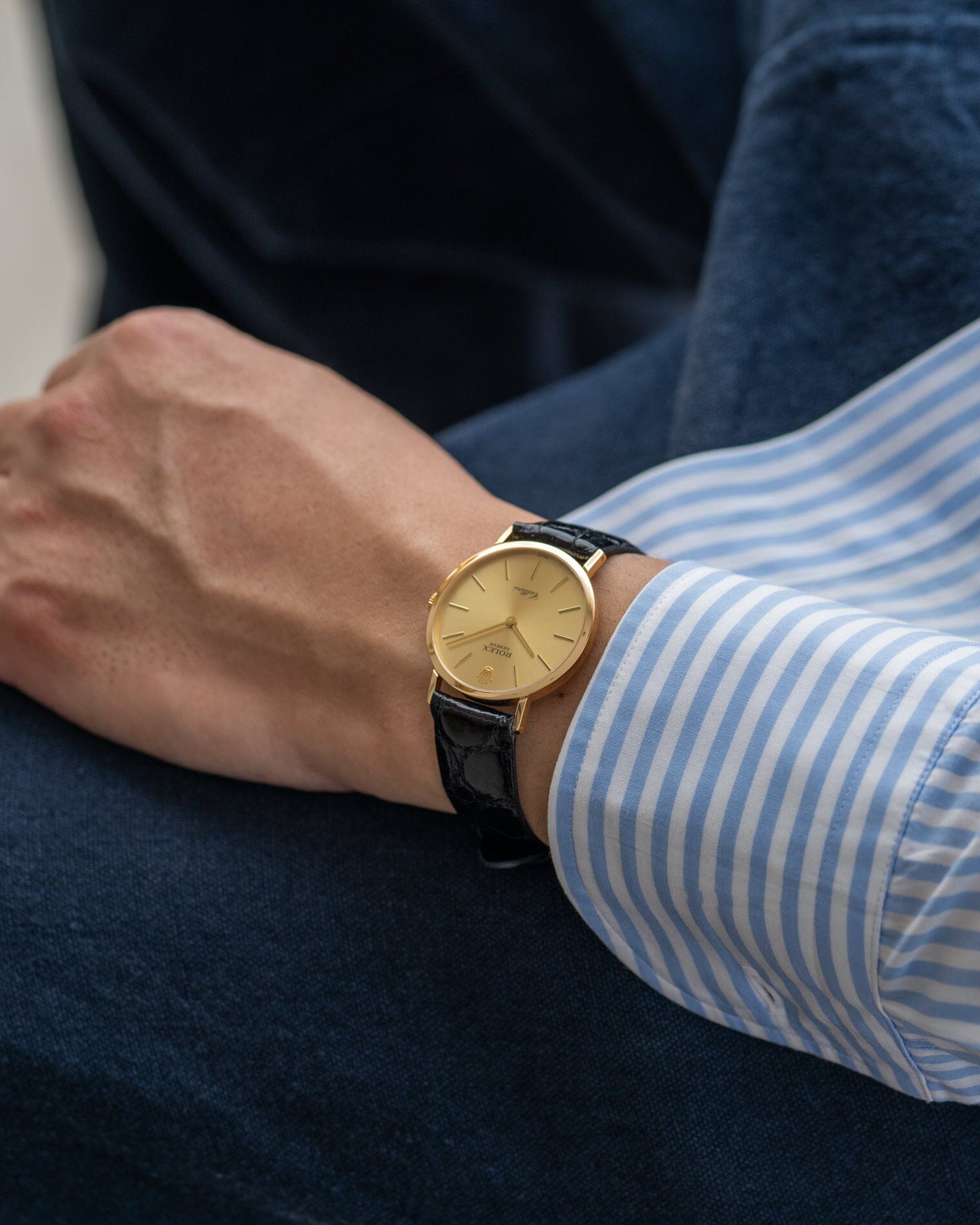 Rolex チェリーニ 4112 YG シャンパンダイアル 国際サービス保証書付き Watch ROLEX