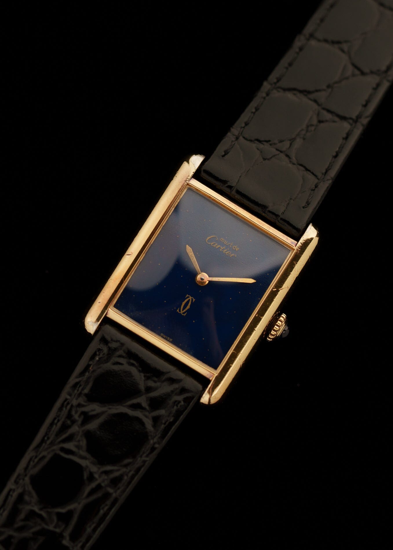 must de Cartier Tank LM Lapis Lazuli Blue Dial Watch CARTIER