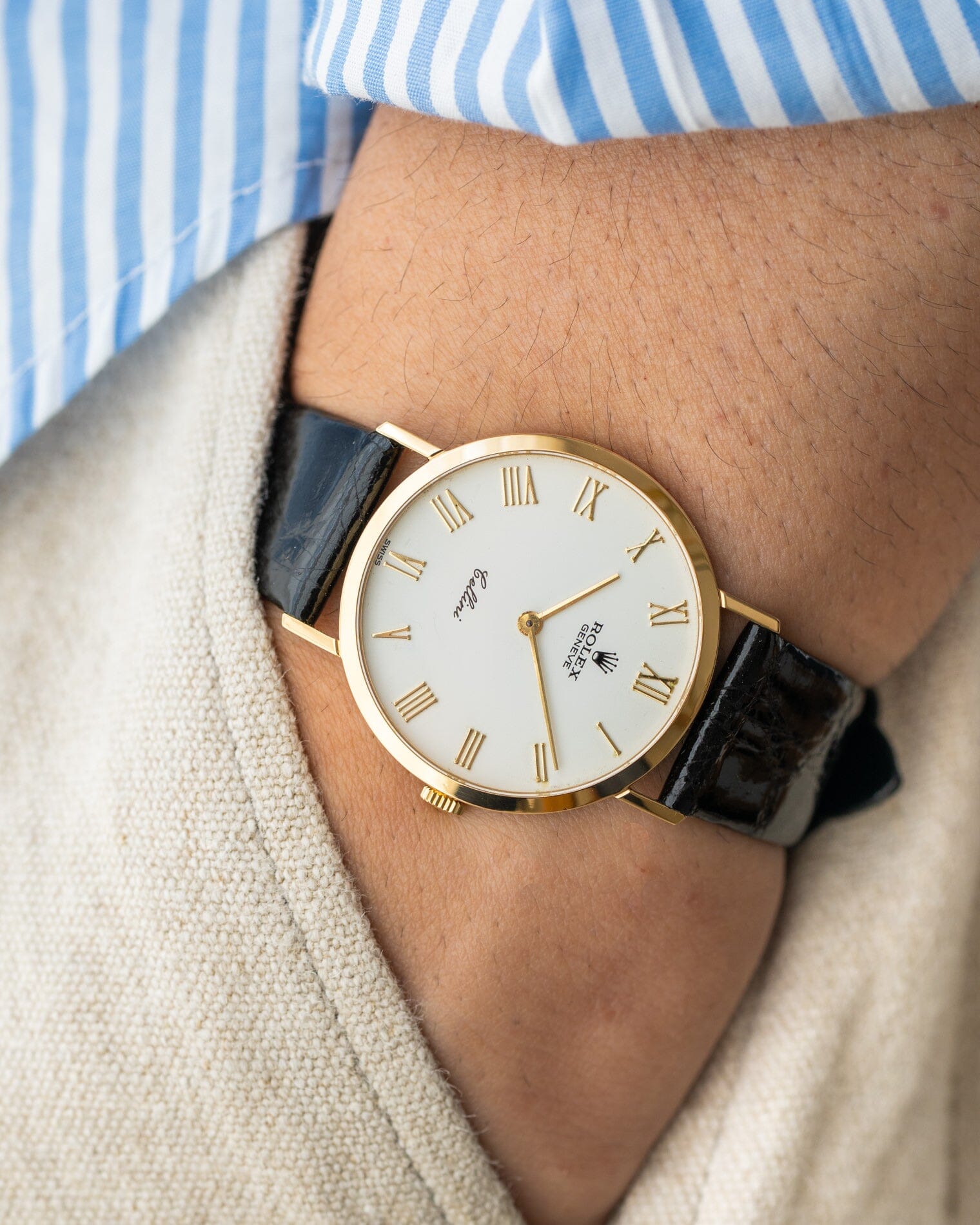 Rolex チェリーニ 4112 YG ホワイトローマン Watch ROLEX