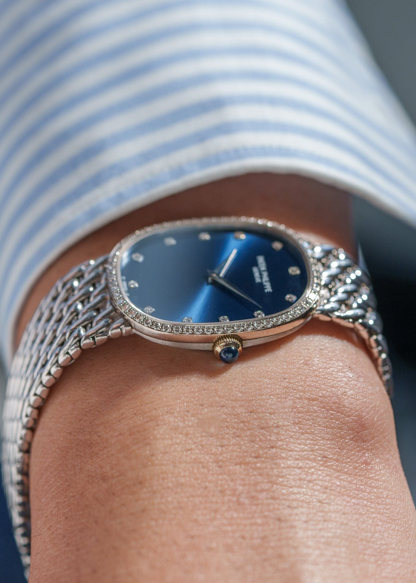 Patek Philippe ゴールデンエリプス 3849 WG ベゼルダイヤ ブルーダイアル 保証書付き Watch PATEK PHILIPPE