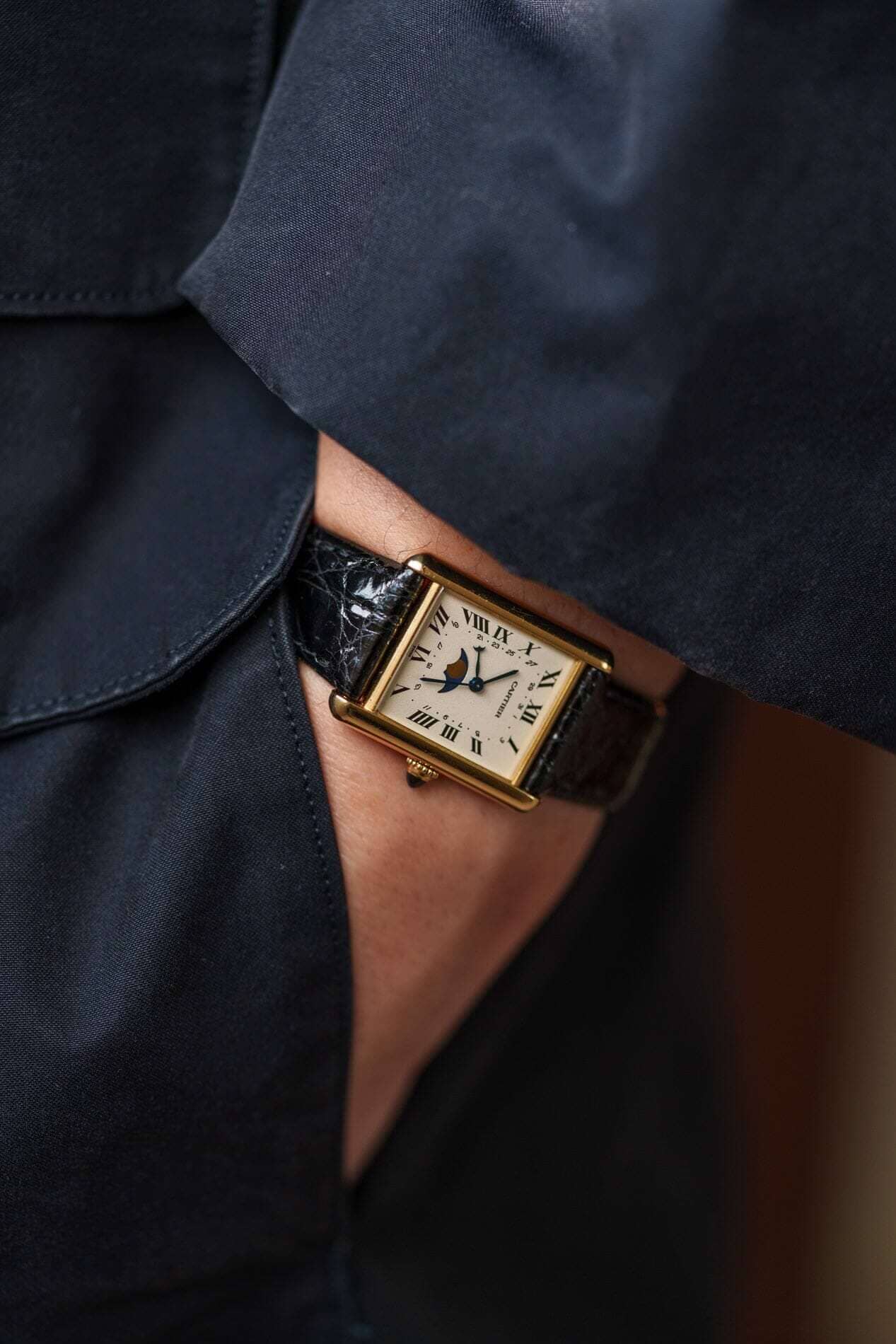 Cartier タンク ルイ カルティエ LM 819001 YG ムーンフェイズ Dバックル付き Watch CARTIER