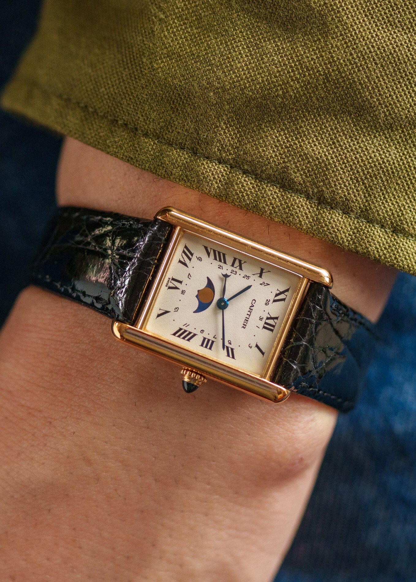 Cartier タンク ルイ カルティエ LM 81900 YG ムーンフェイズ Watch CARTIER