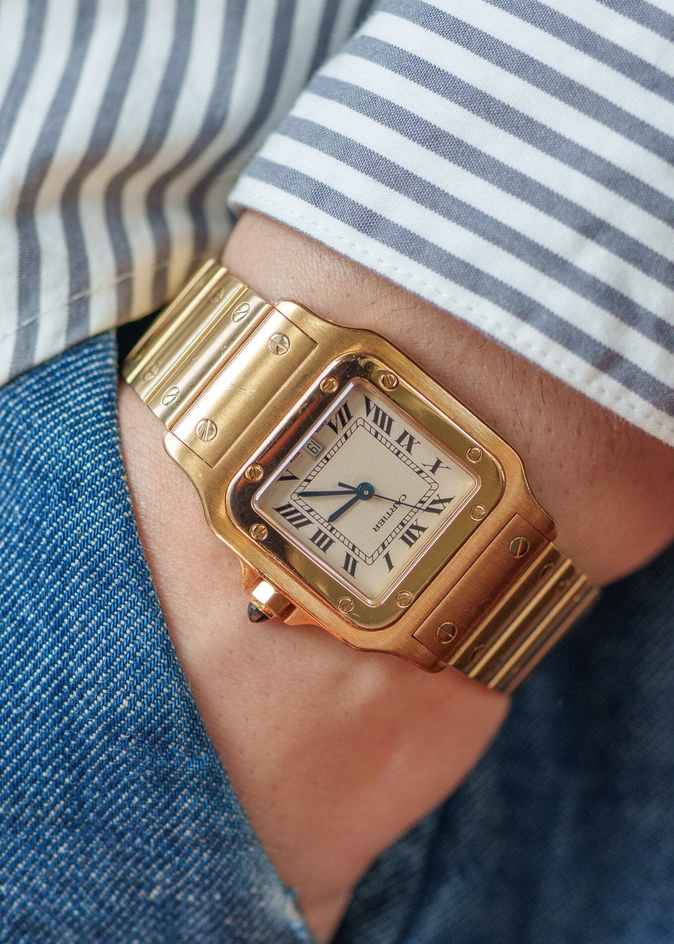 Cartier Santos Galbee LM 887901 YG with Service Paper Watch CARTIER