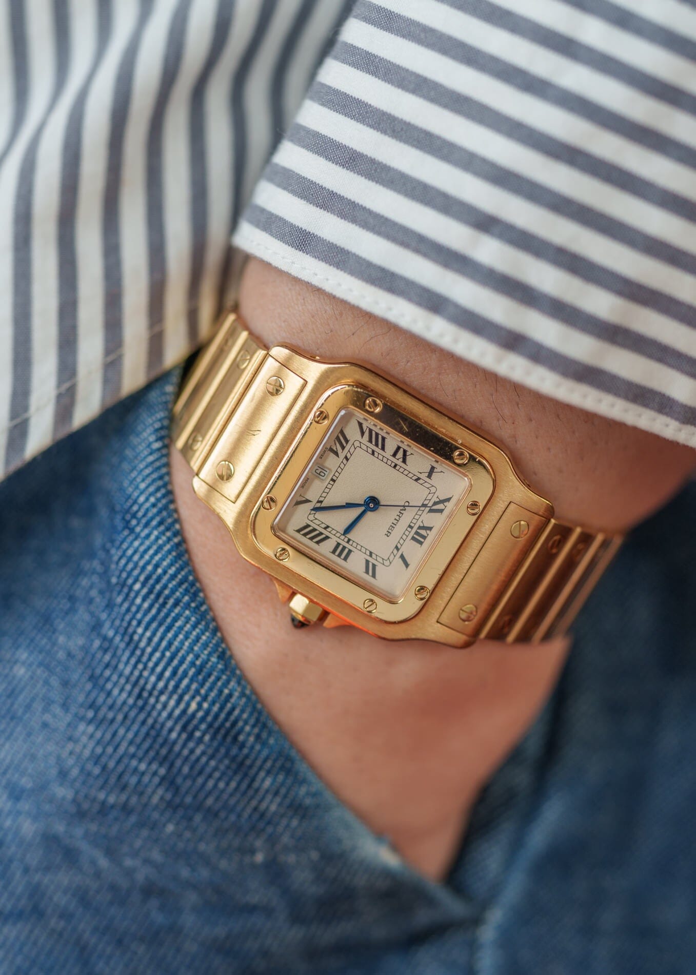 Cartier Santos Galbee LM 887901 YG with Service Paper Watch CARTIER