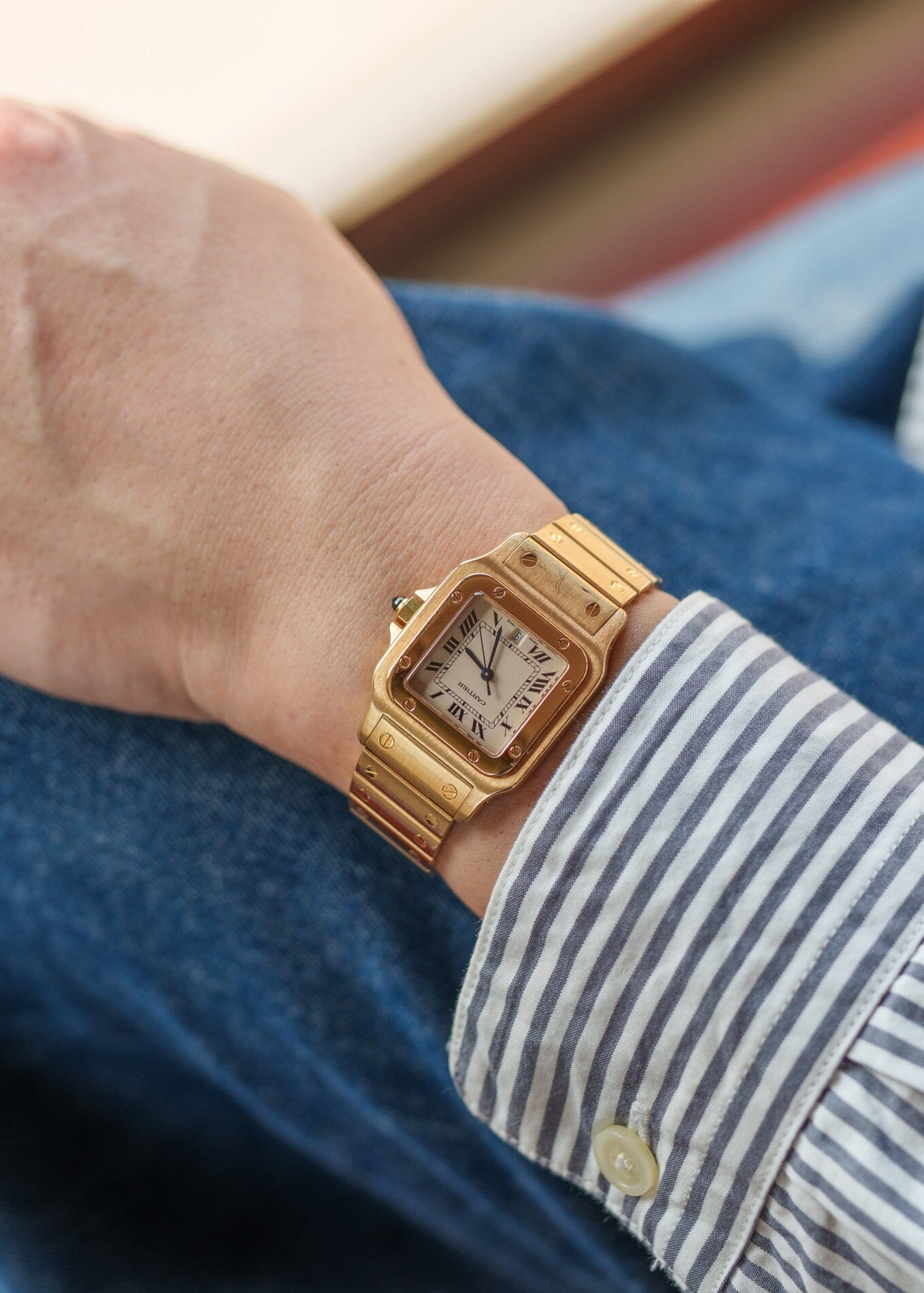 Cartier Santos Galbee LM 887901 YG with Service Paper Watch CARTIER