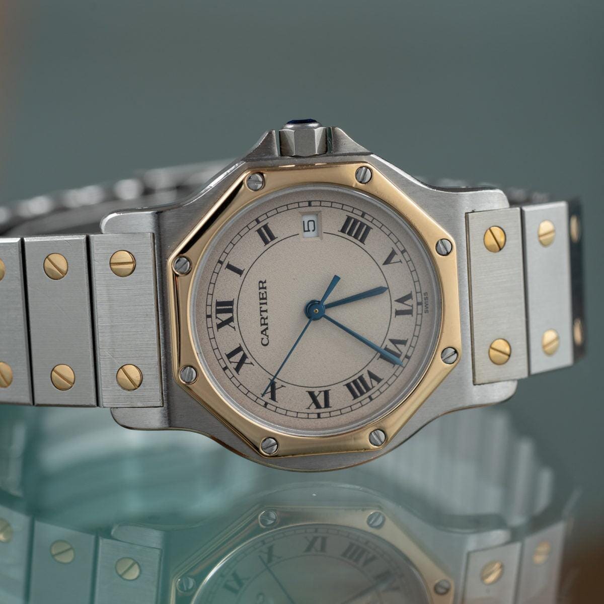 Cartier Santos Octagon LM Ivory Dial 1980s - Arbitro