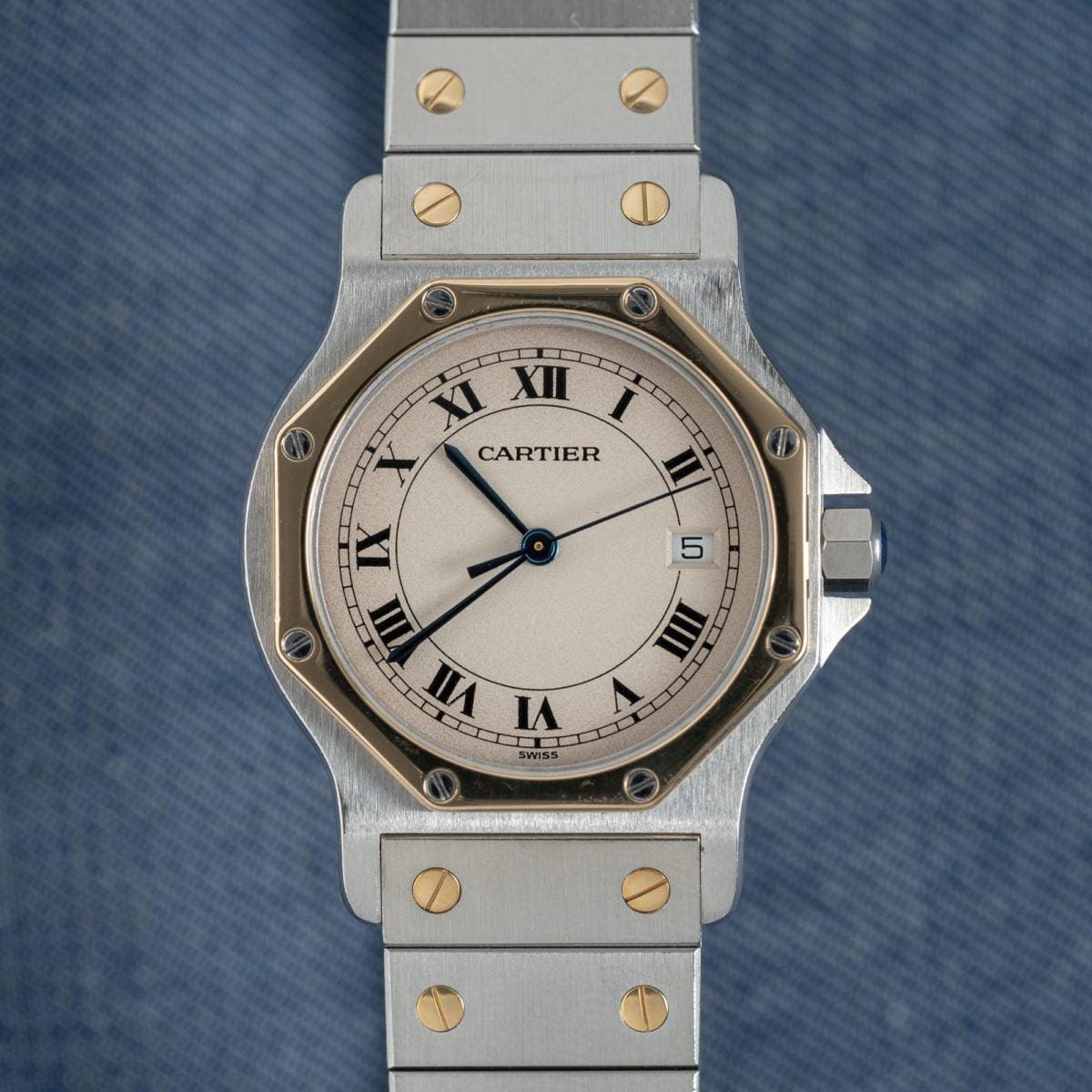 Cartier Santos Octagon LM Ivory Dial 1980s - Arbitro