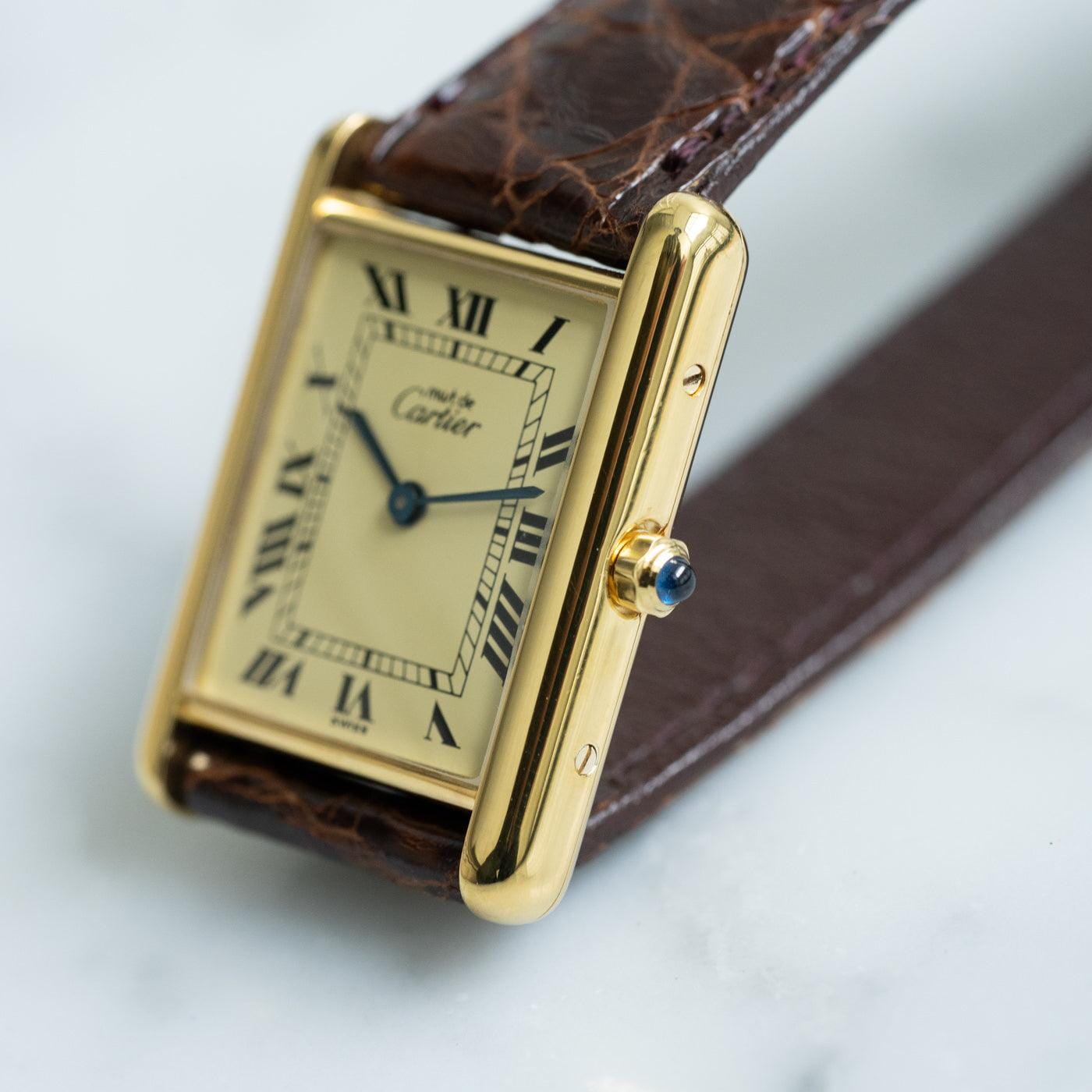 must de Cartier Tank LM QZ Ivory Roman Dial - Arbitro