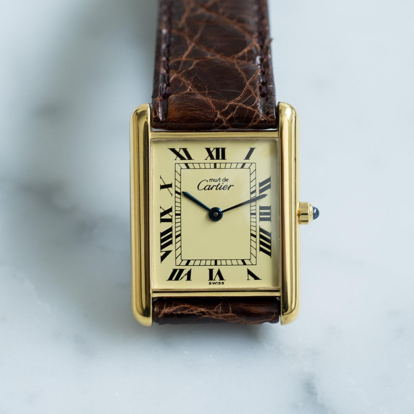 must de Cartier Tank LM QZ Ivory Roman Dial - Arbitro