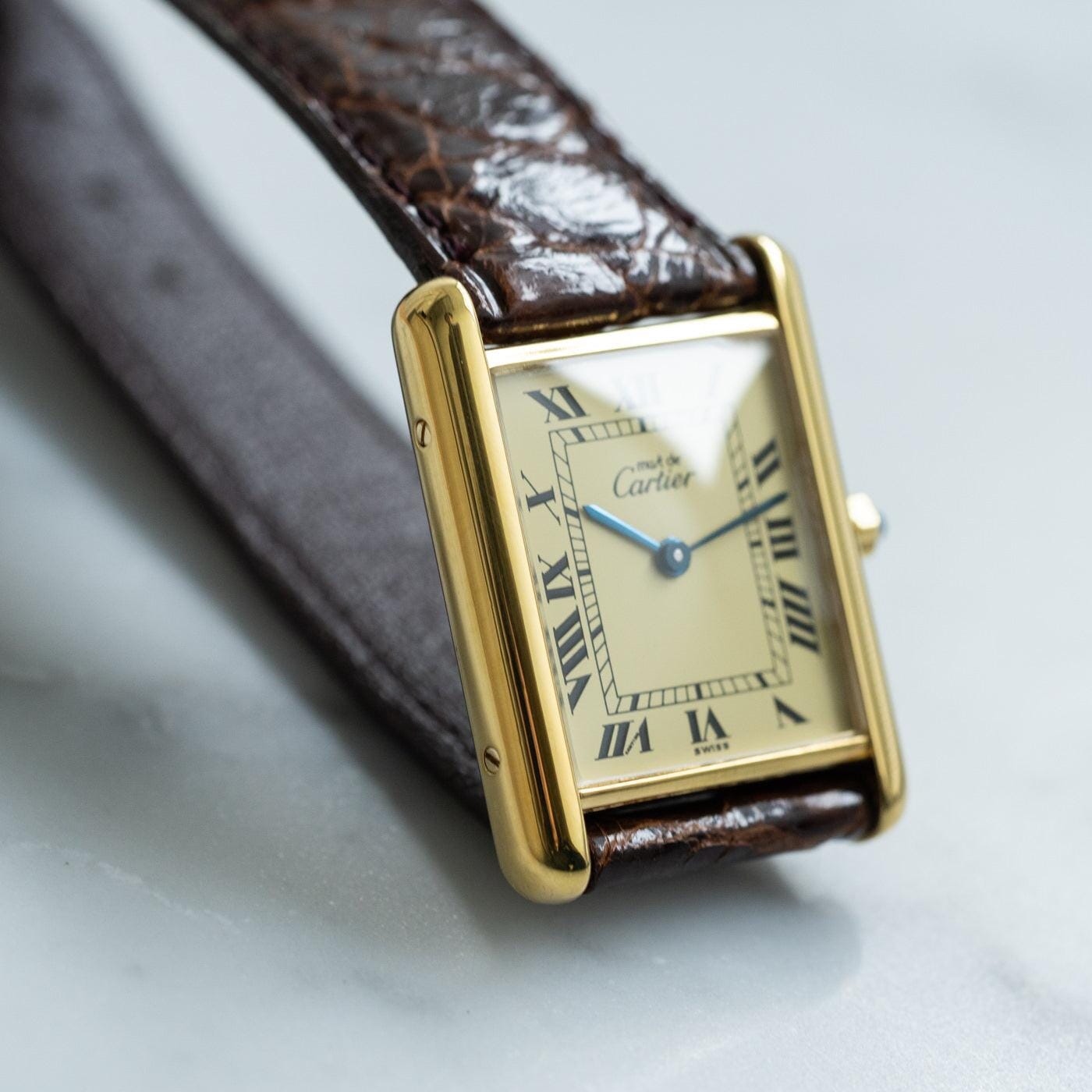 must de Cartier Tank LM QZ Ivory Roman Dial - Arbitro