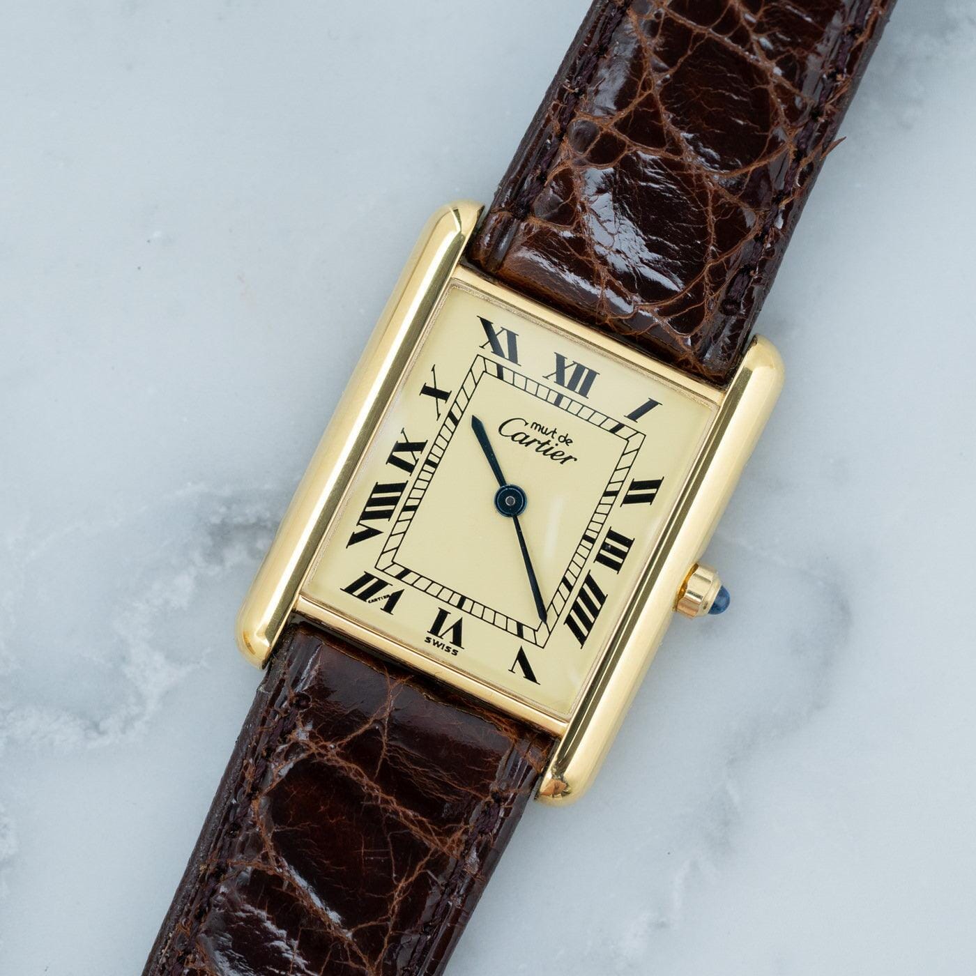 must de Cartier Tank LM QZ Ivory Roman Dial - Arbitro