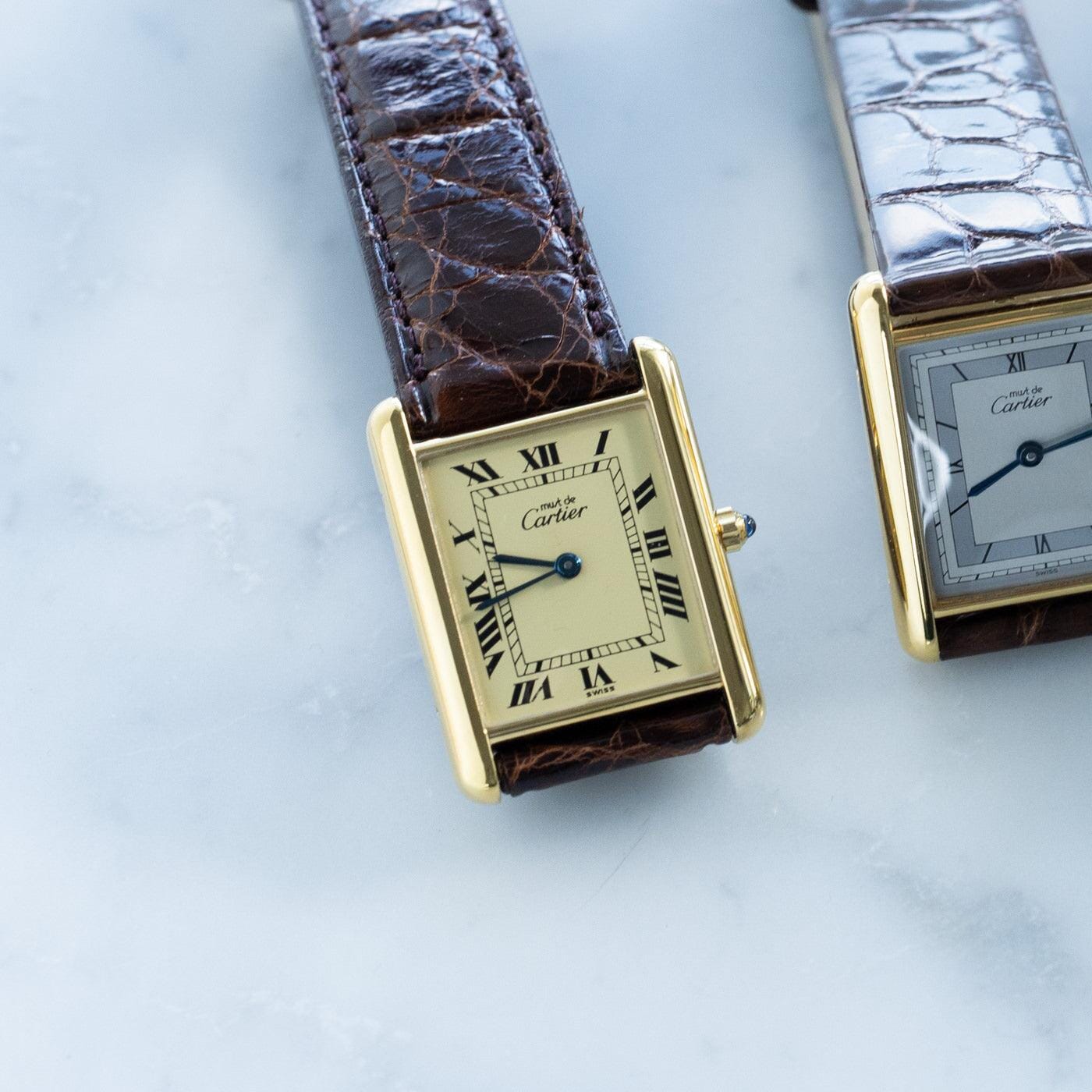 must de Cartier Tank LM QZ Ivory Roman Dial - Arbitro