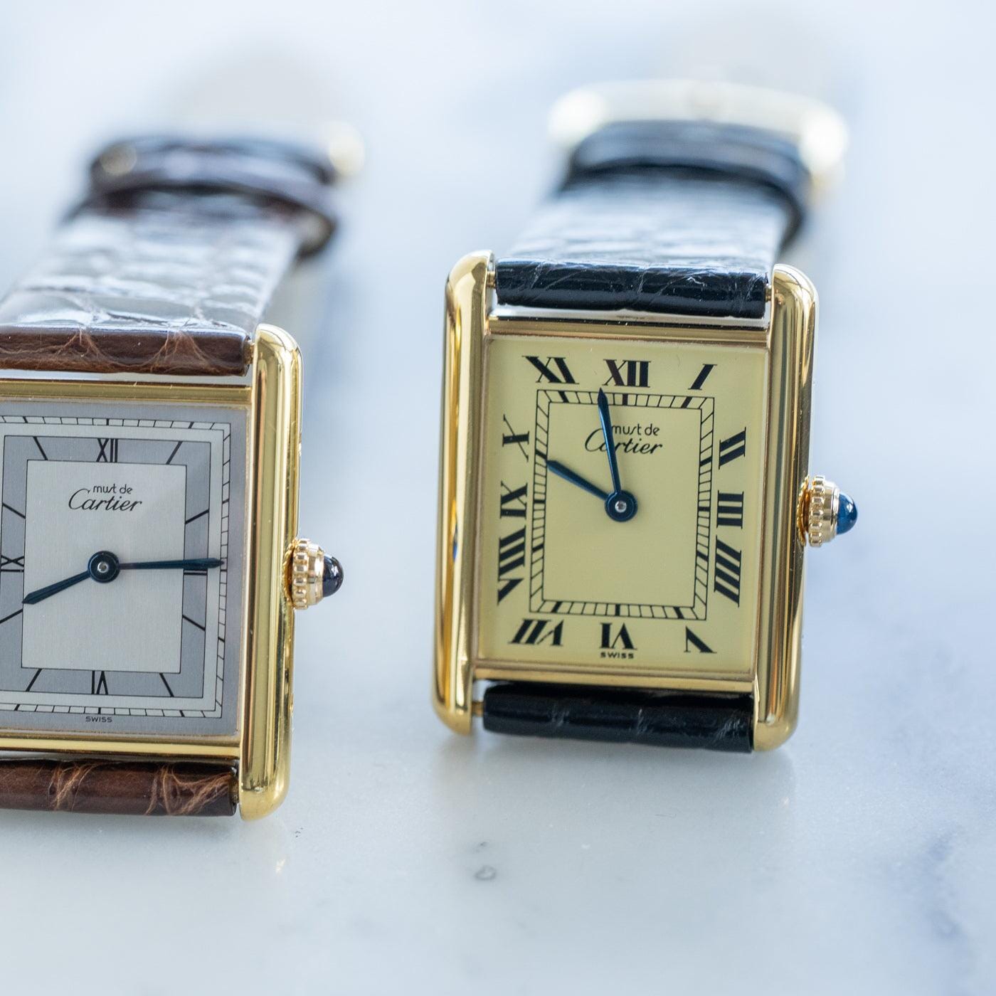 must de Cartier Tank LM QZ Ivory Roman Dial - Arbitro