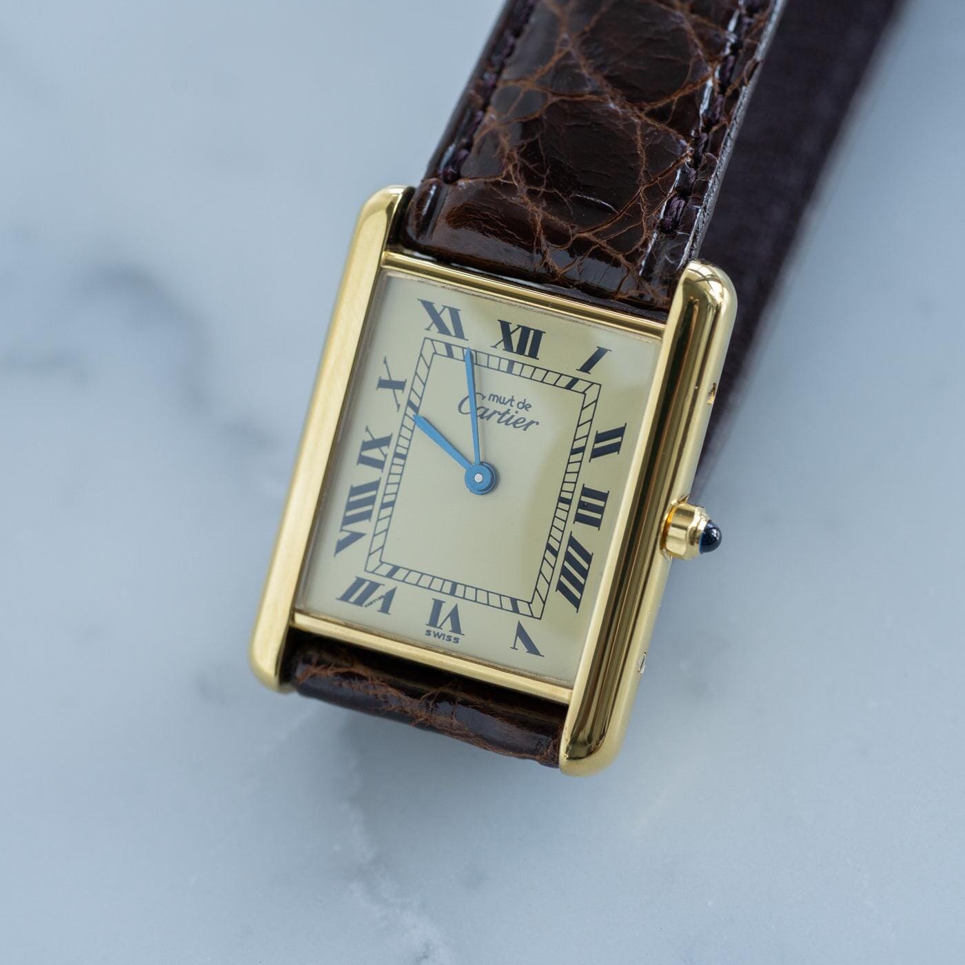 must de Cartier Tank LM QZ Ivory Roman Dial - Arbitro