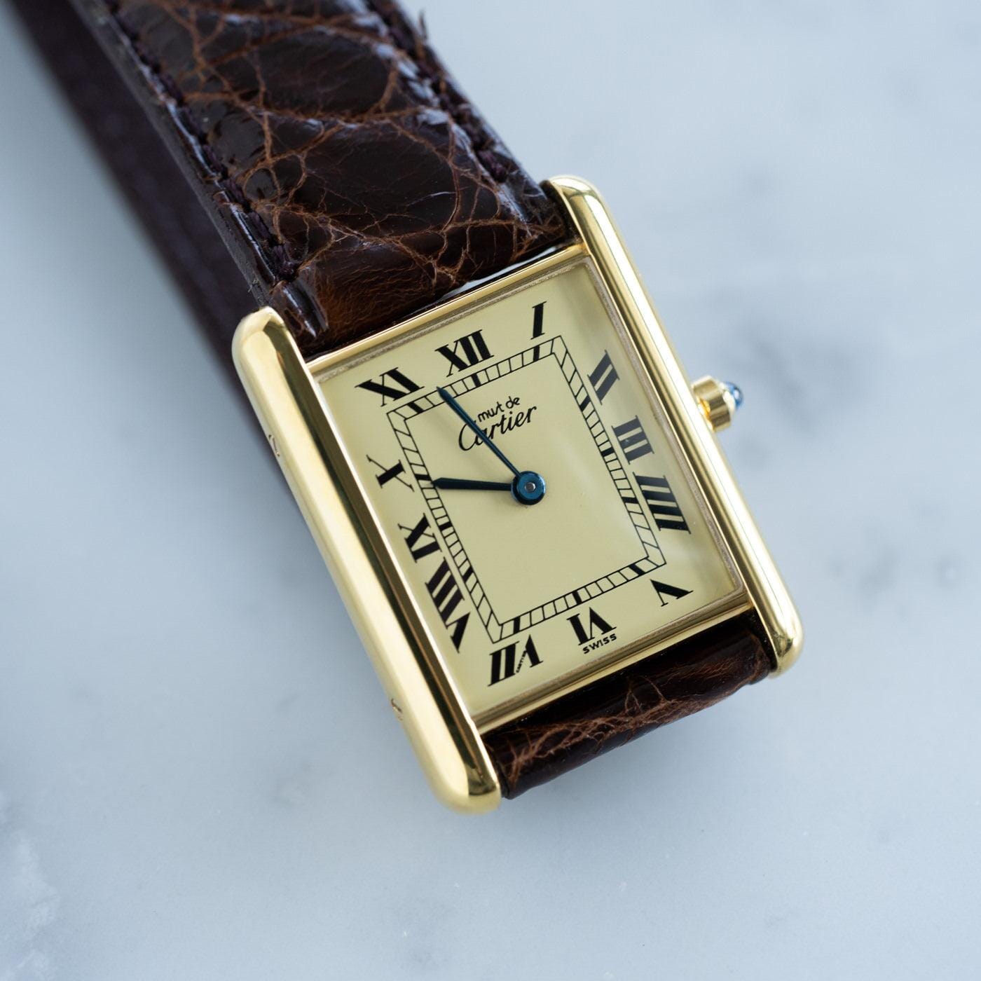 must de Cartier Tank LM QZ Ivory Roman Dial - Arbitro