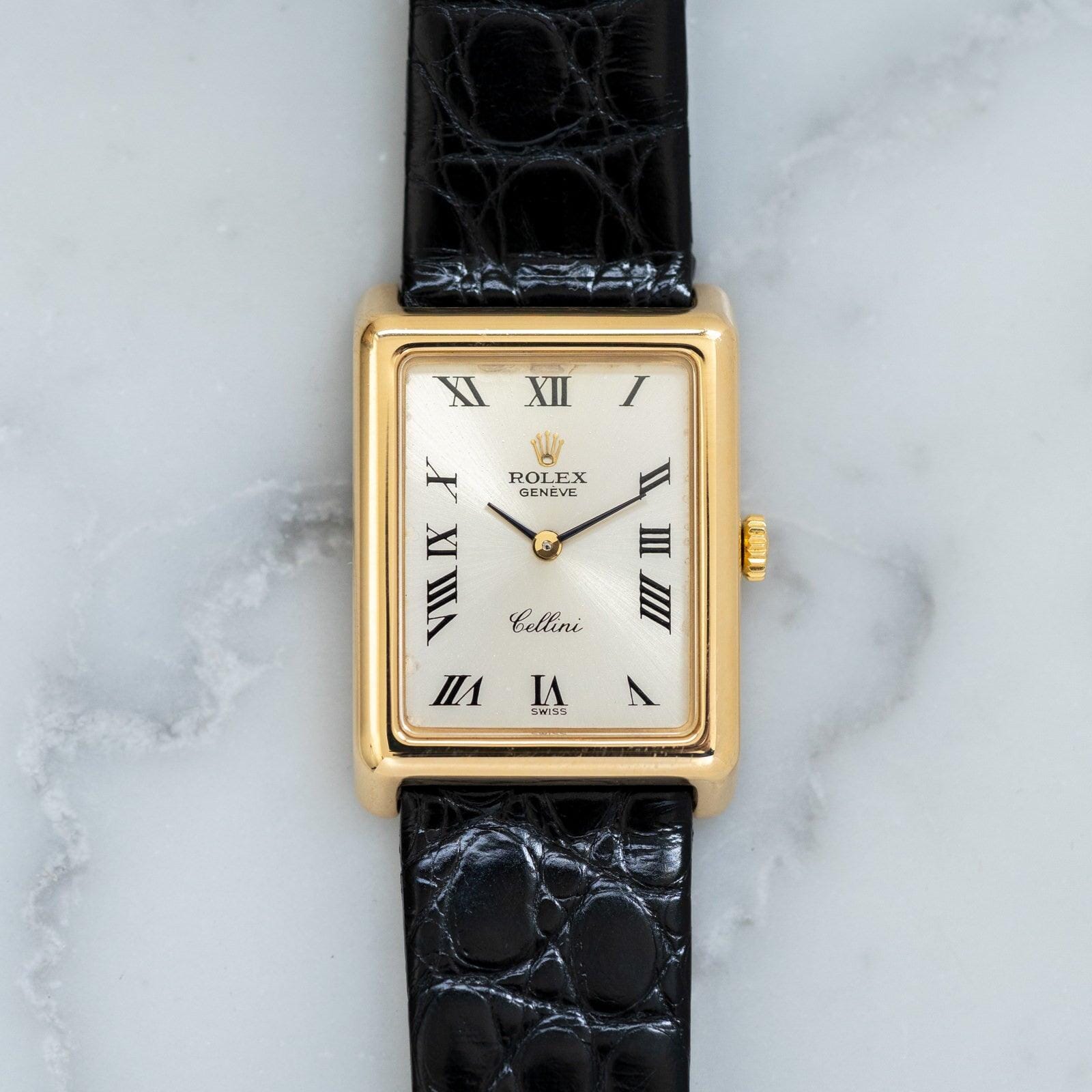 ROLEX Cellini 4103 Rectangle YG Silver Roman - Arbitro