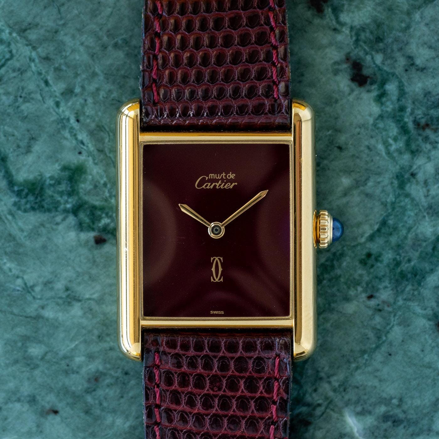 must de Cartier Tank LM Bordeaux Dial 永久保証書付 - Arbitro