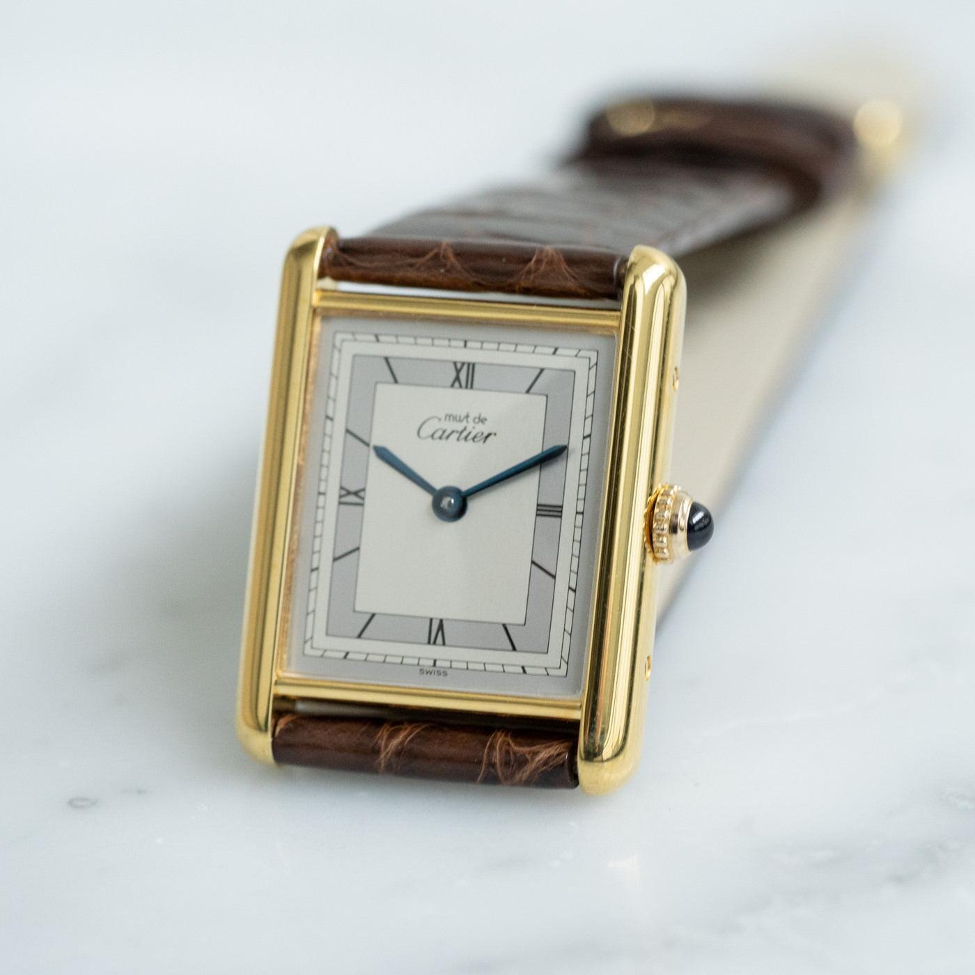 must de Cartier Tank LM QZ Silver Roman Dial - Arbitro