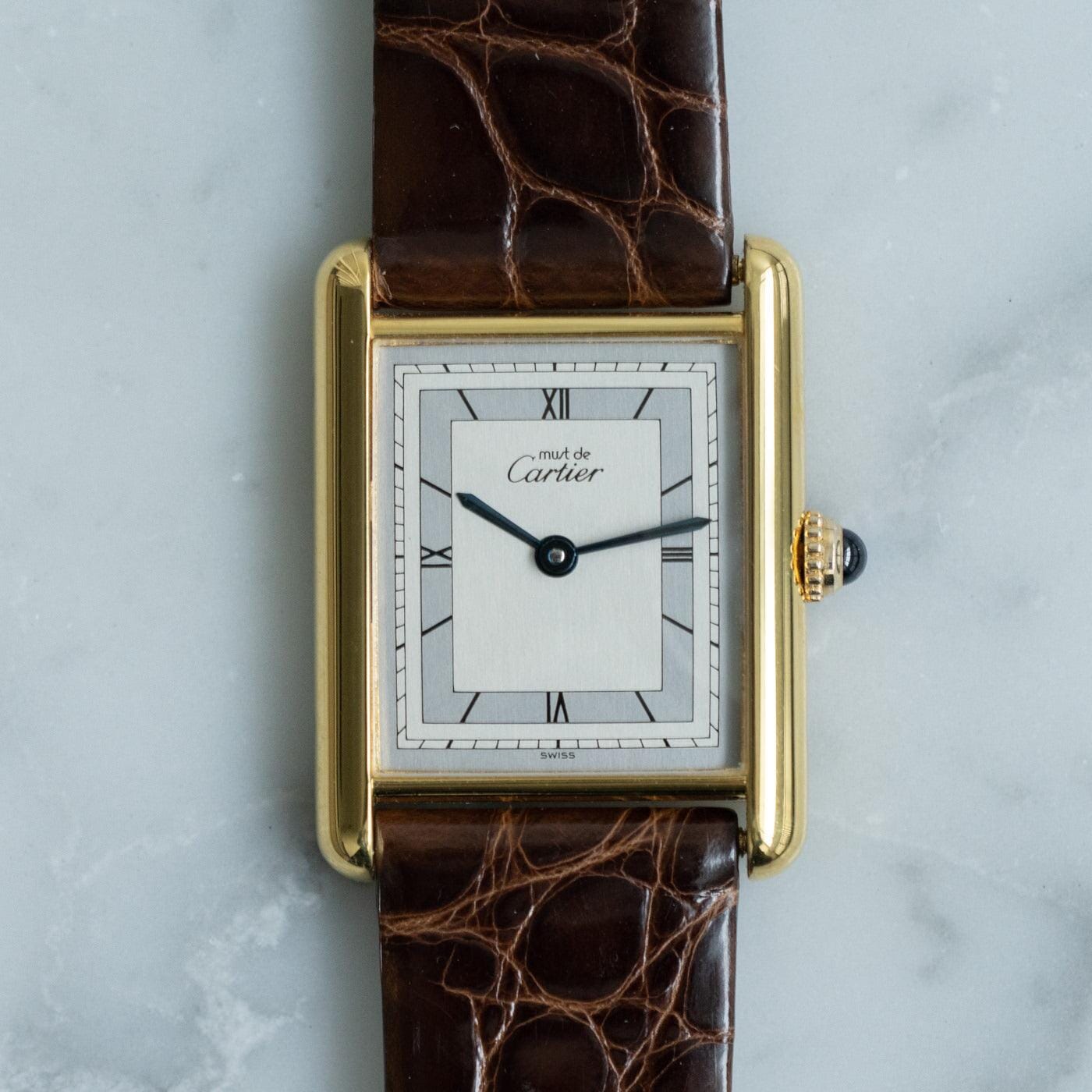must de Cartier Tank LM QZ Silver Roman Dial - Arbitro