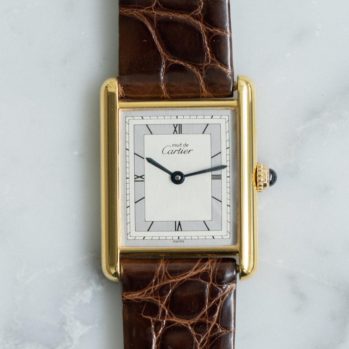 must de Cartier Tank LM QZ Silver Roman Dial - Arbitro