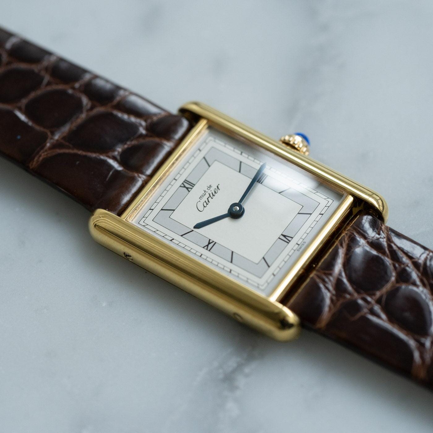 must de Cartier Tank LM QZ Silver Roman Dial - Arbitro