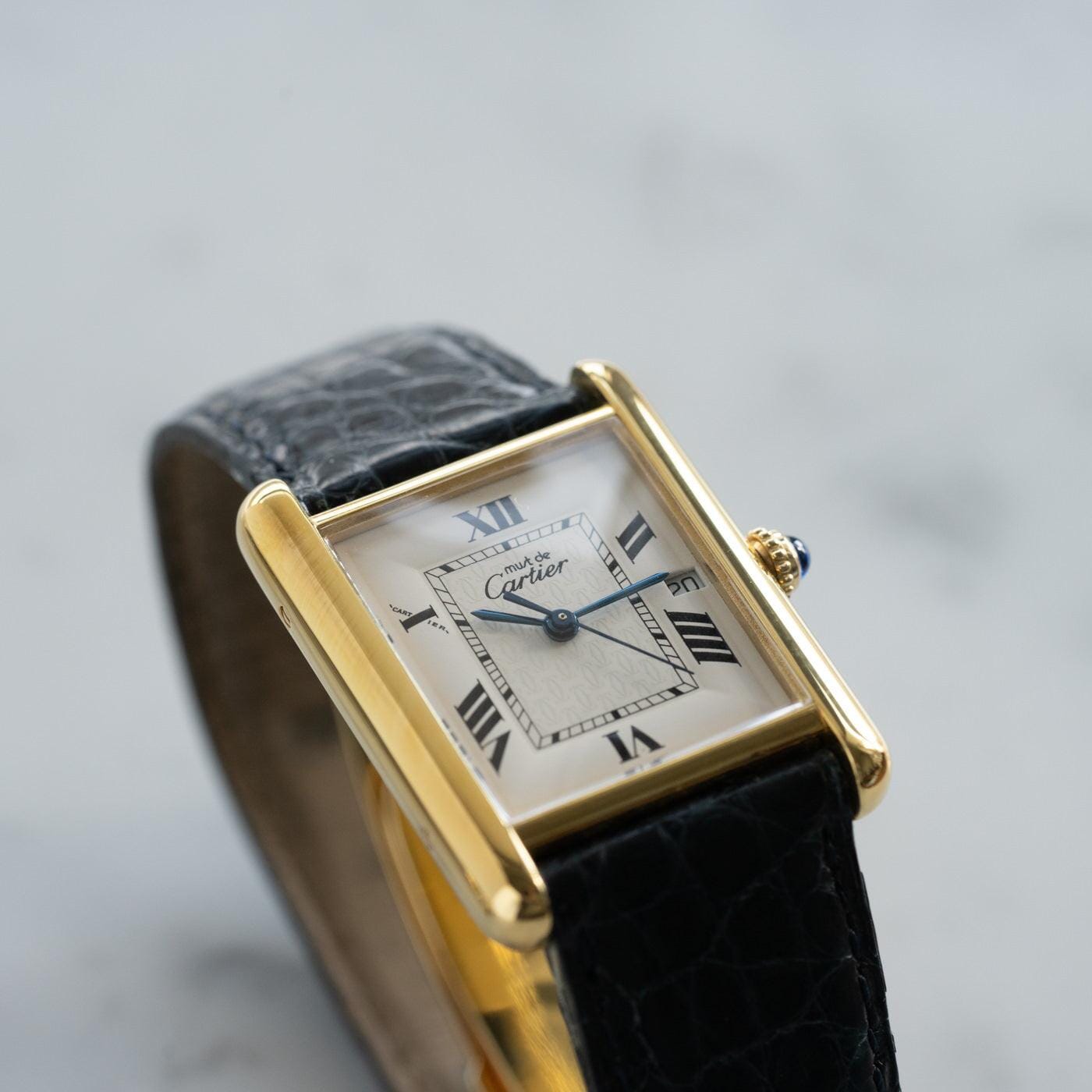 must de Cartier Tank QZ Silver Roman Date Dial - Arbitro