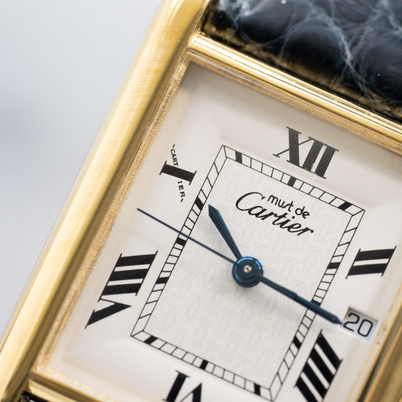 must de Cartier Tank QZ Silver Roman Date Dial - Arbitro