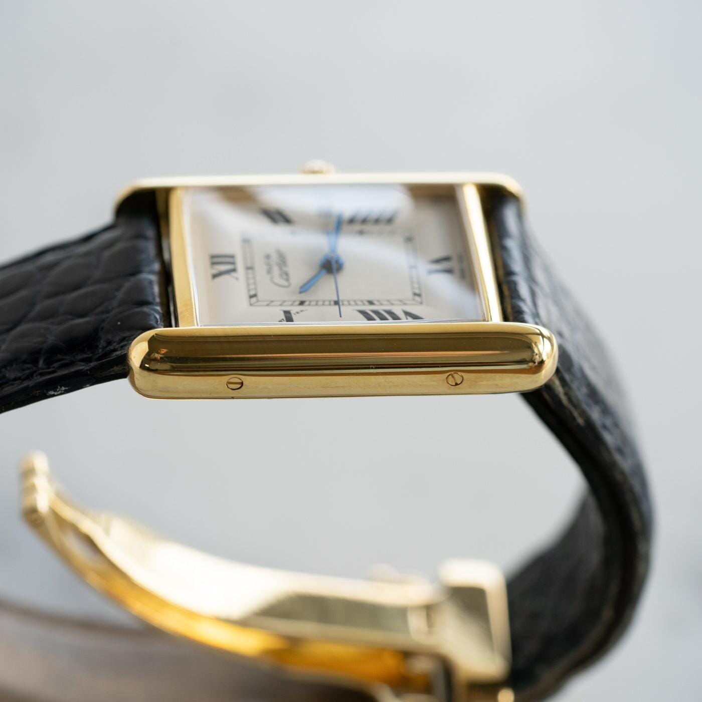 must de Cartier Tank QZ Silver Roman Date Dial - Arbitro