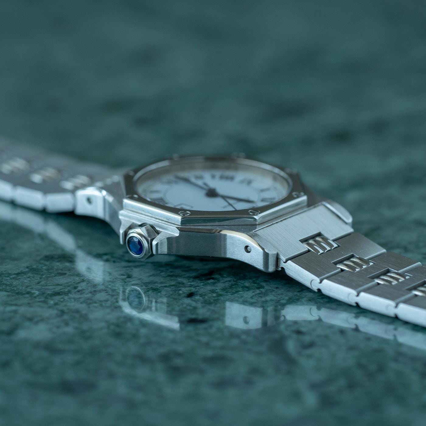 CARTIER Santos Octagon LM Stainless Godron - Arbitro