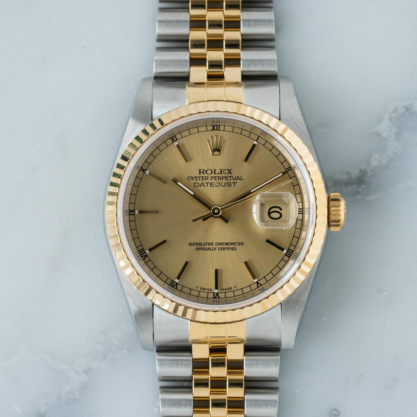 ROLEX Oyster Perpetual Datejust 16233 Champagne - Arbitro