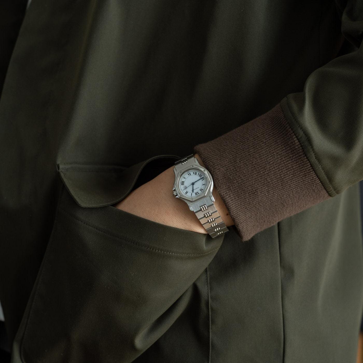 CARTIER Santos Octagon LM Stainless Godron - Arbitro