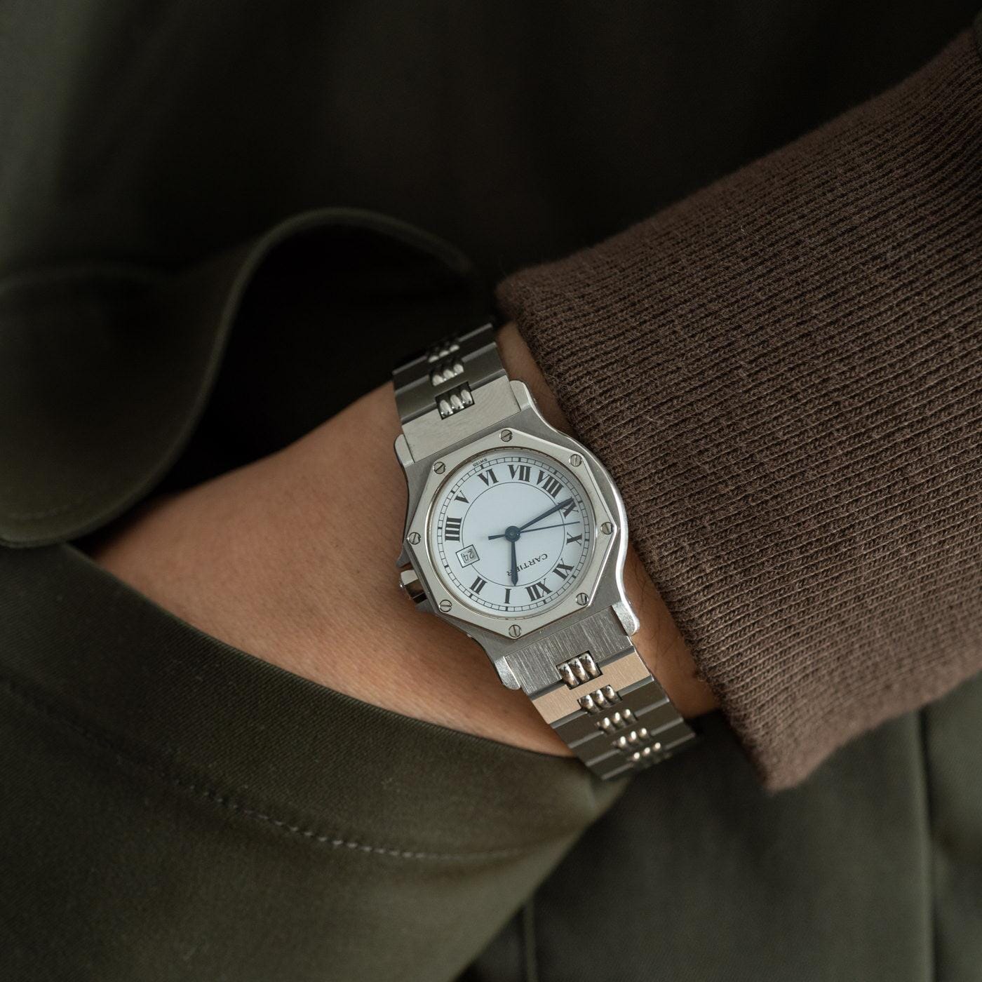 CARTIER Santos Octagon LM Stainless Godron - Arbitro