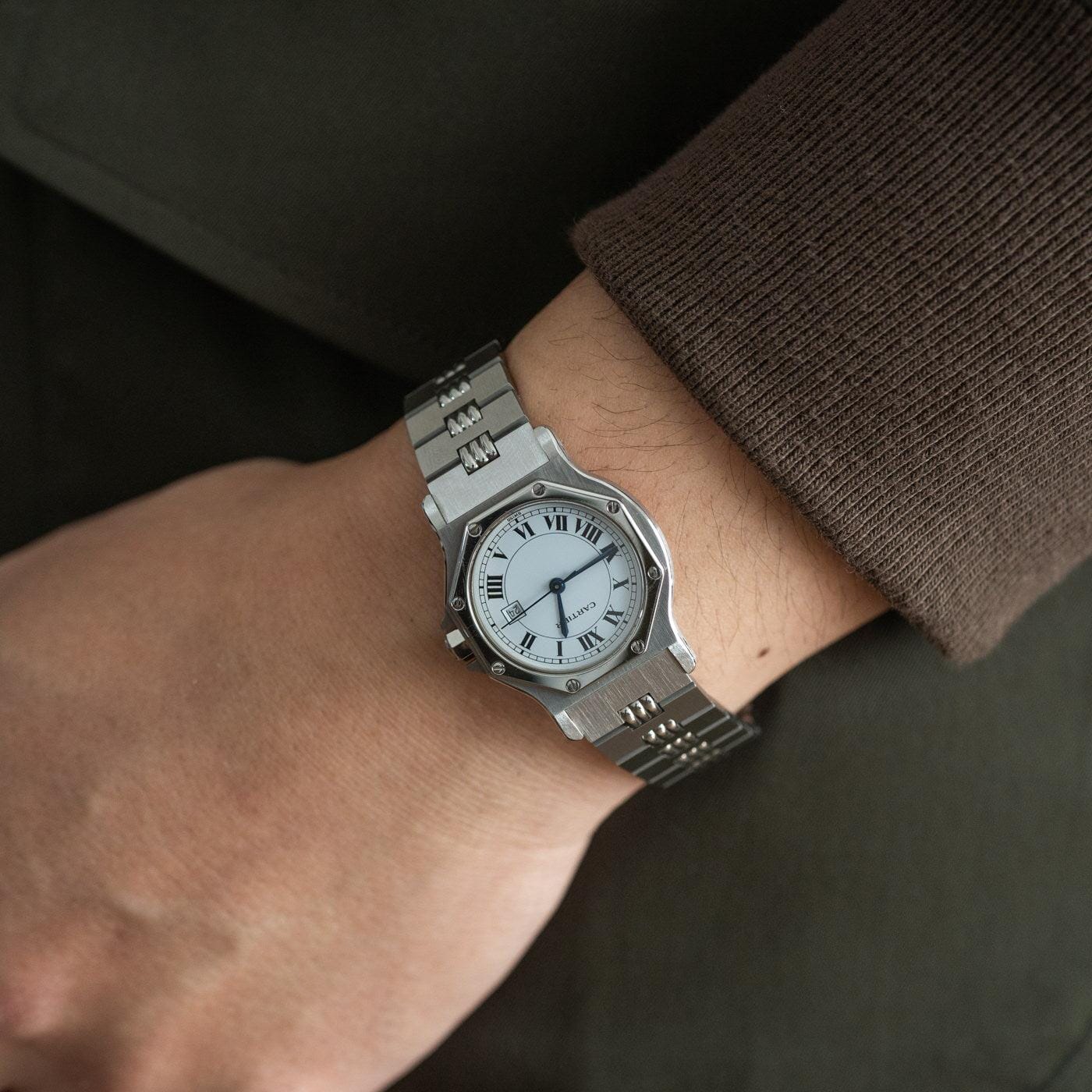 CARTIER Santos Octagon LM Stainless Godron - Arbitro