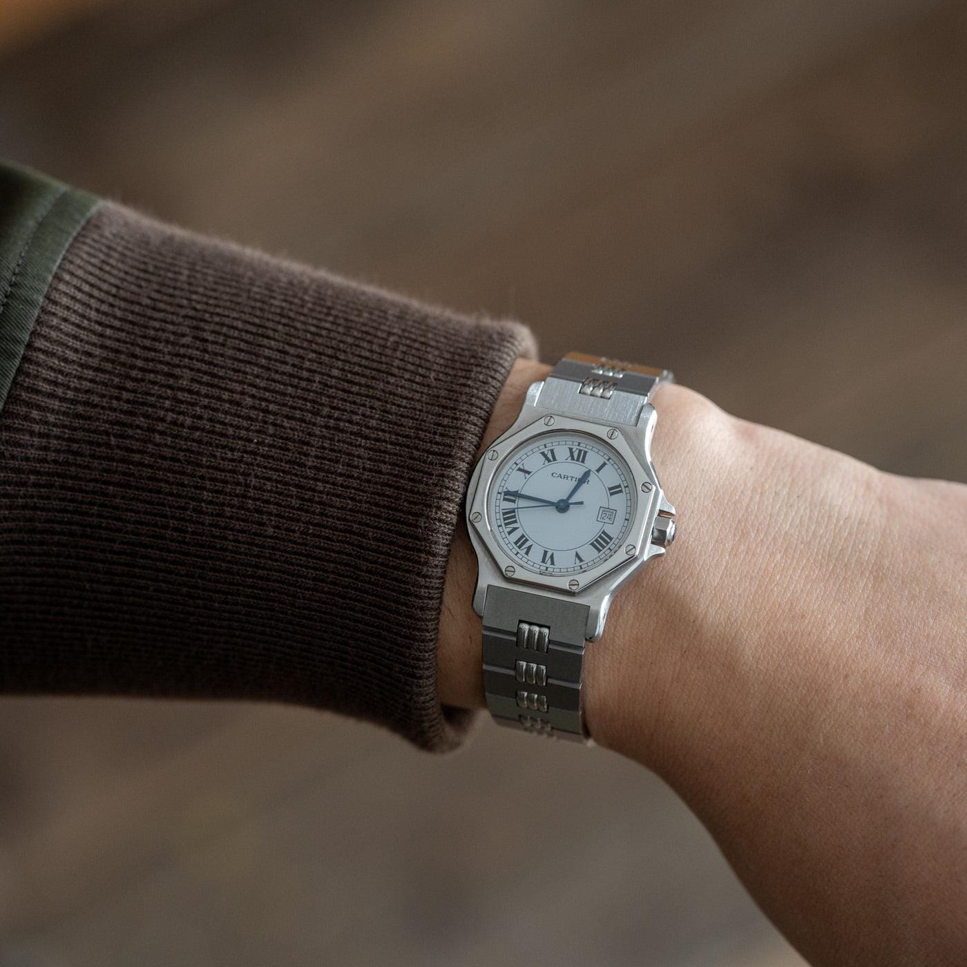 CARTIER Santos Octagon LM Stainless Godron - Arbitro
