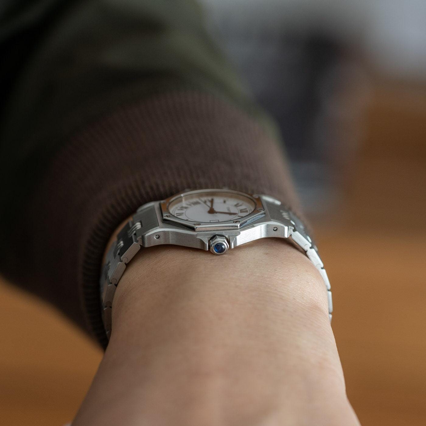 CARTIER Santos Octagon LM Stainless Godron - Arbitro