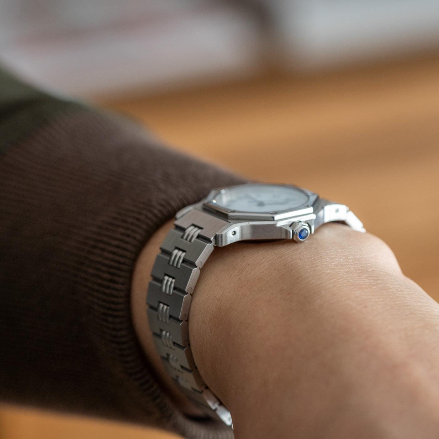 CARTIER Santos Octagon LM Stainless Godron - Arbitro